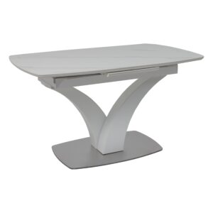 Стол НОТР ДАМ MODERNE, керамика 0 кат. 1400(1800)*850, Камень светло-серый Greys Snow/Белый Муар