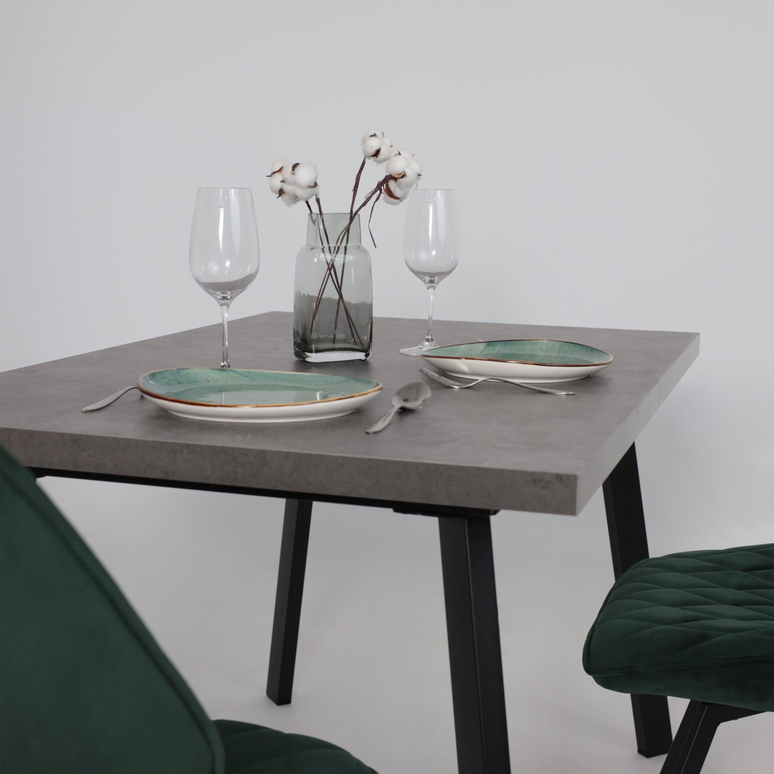 Стол BORG-120, раздвижной 120(160)х80, Дымчатая керамика/Чёрный