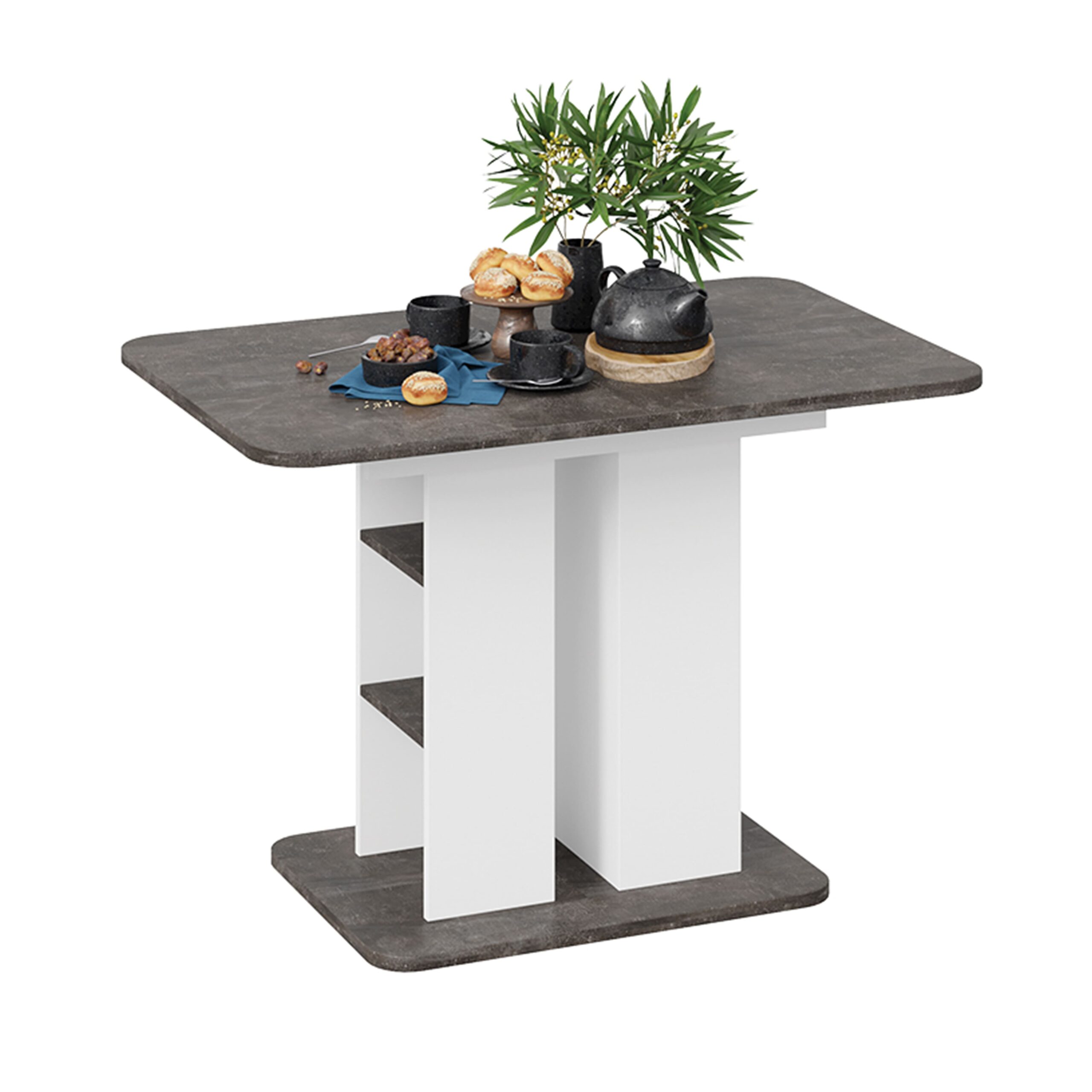 Стол обеденный МЮНХЕН Тип 2, 1100(1490)*700, ателье темный/белый ясень