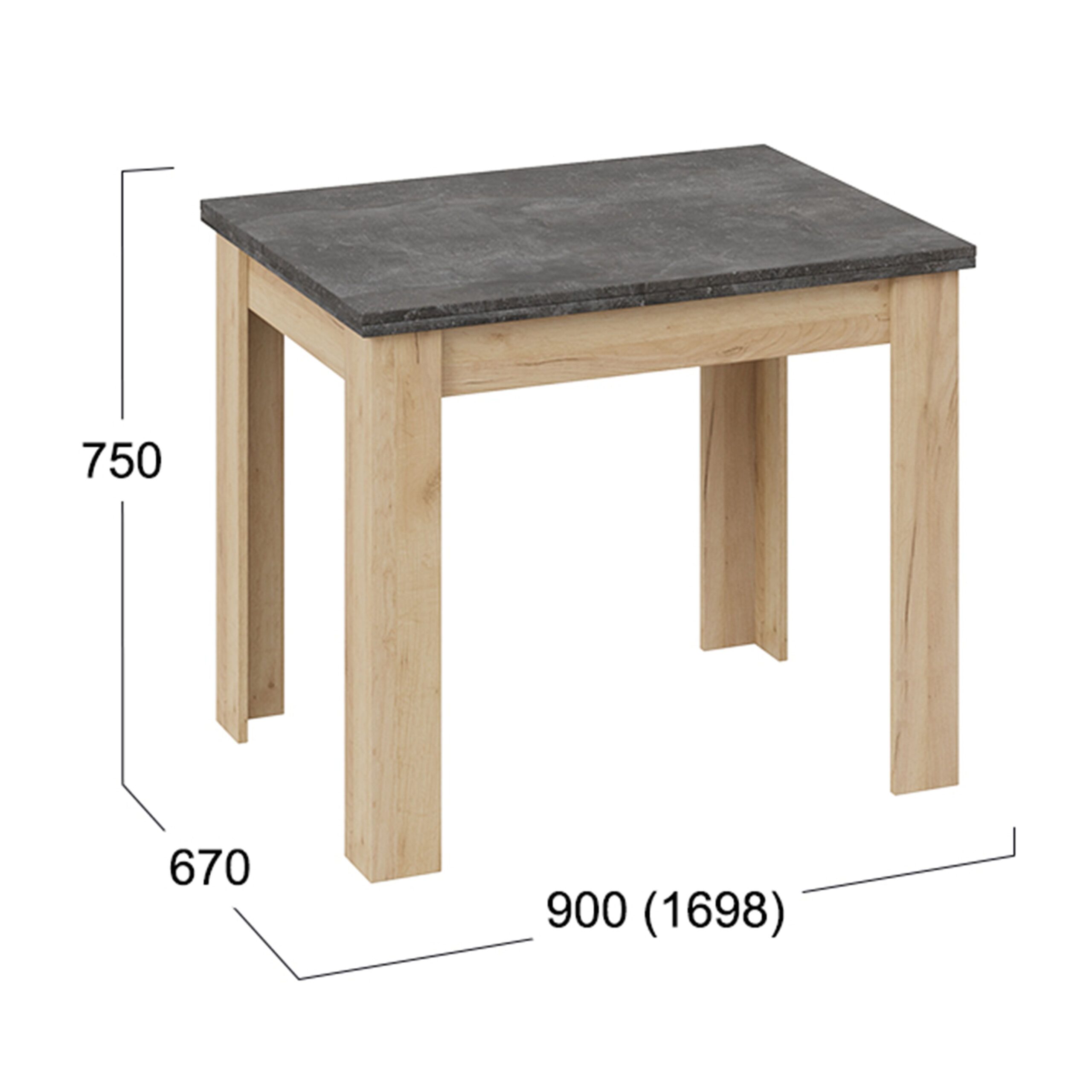 Стол раздвижной ПРОМО Тип 3, 900(1698)*670, ателье темный/дуб крафт золотой