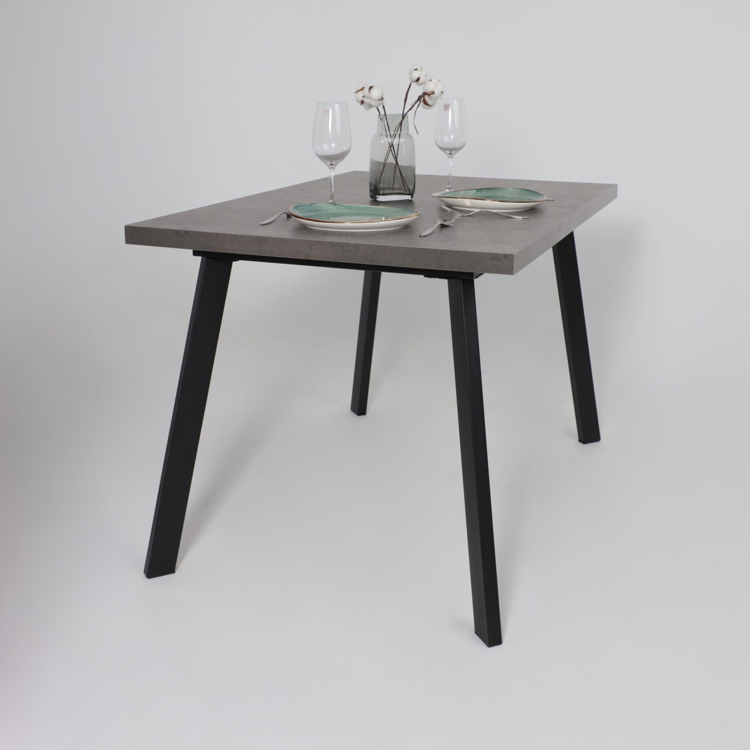 Стол BORG-120, раздвижной 120(160)х80, Дымчатая керамика/Чёрный