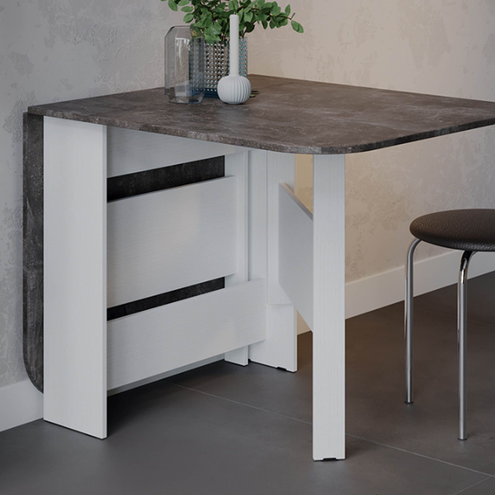 Стол-книжка Т1, 232(1600)*800, подстолье белый/столешница ателье темный