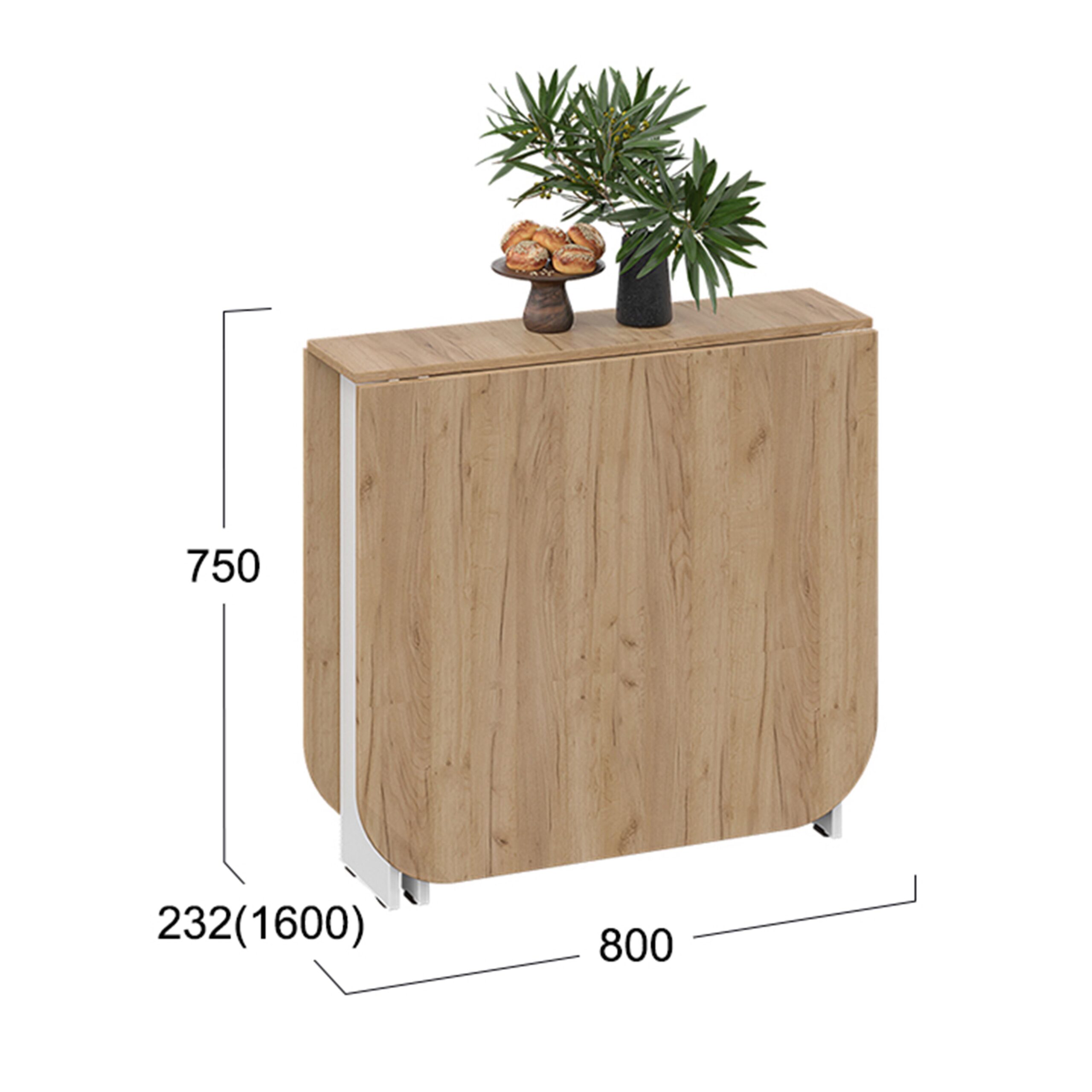 Стол-книжка Т1, 232(1600)*800, подстолье белый/столешница дуб крафт золотой