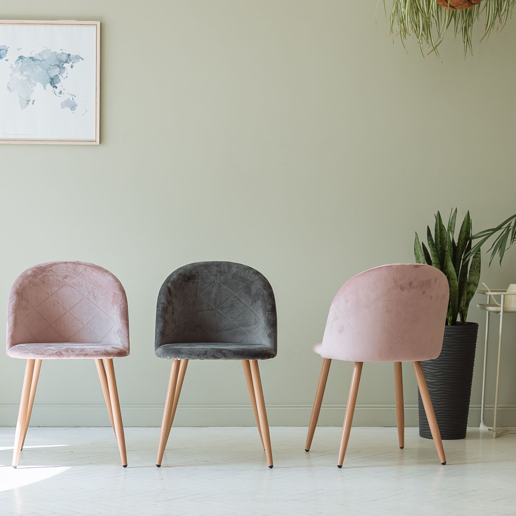 Стул HONNOR, серый велюр HLR-21/дуб