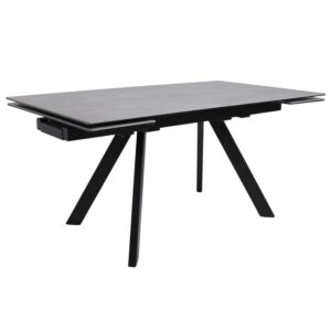 Стол МОНАКО NEW,керамика 0 кат. 1600(2240)*900, Камень серый Greys Grey/Черный матовый