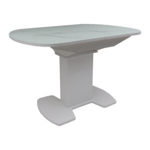 Стол КОРСИКА, матовый, фотопечать 1200(1515)*800, Мрамор белый 2/Белый матовый