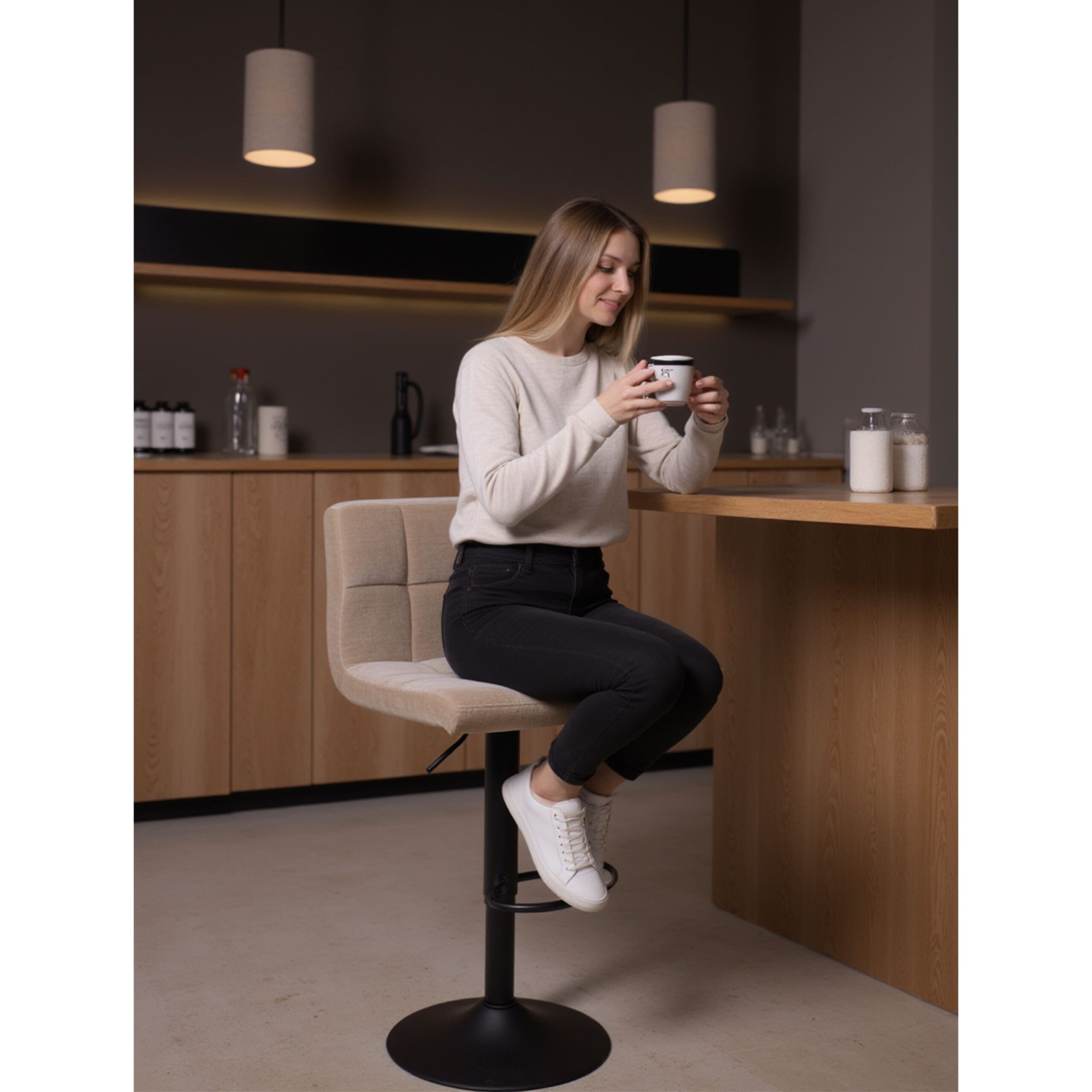 Стул барный LOGOS, бежевый шенилл Ote Canna 170/черный