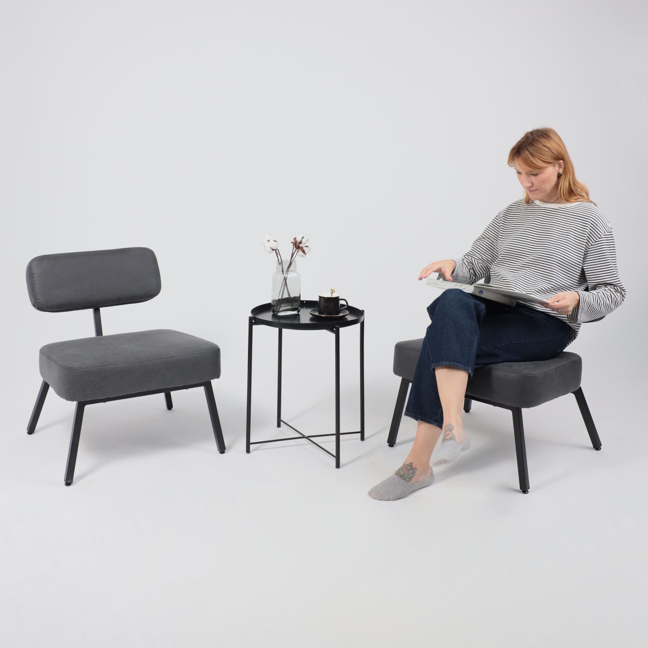 Кресло ASPEN, экокожа винтажный черный WATUSI 16/черный