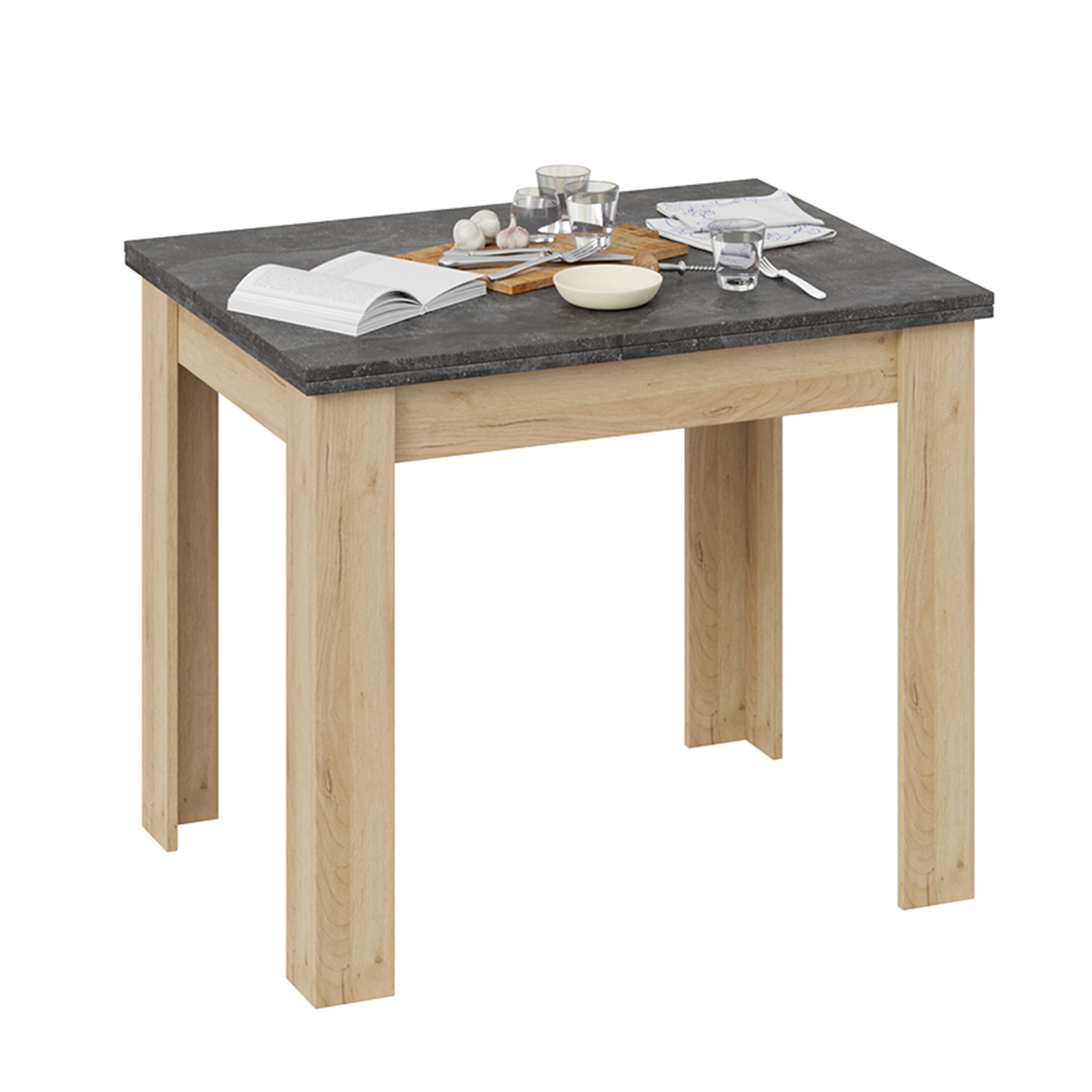 Стол раздвижной ПРОМО Тип 3, 900(1698)*670, ателье темный/дуб крафт золотой