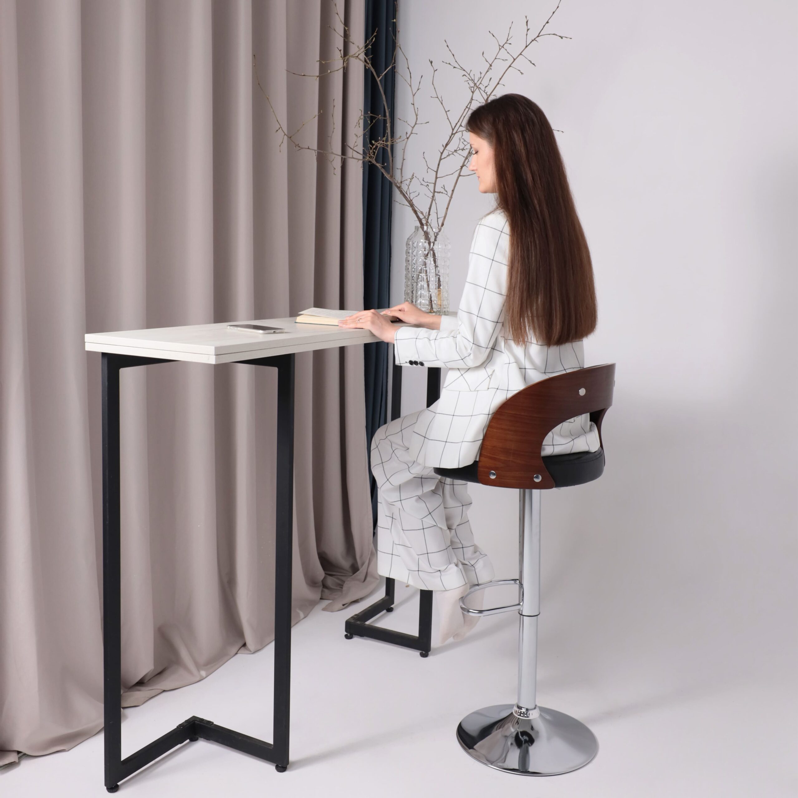 Стул барный BRUNO, экокожа, черный/хром