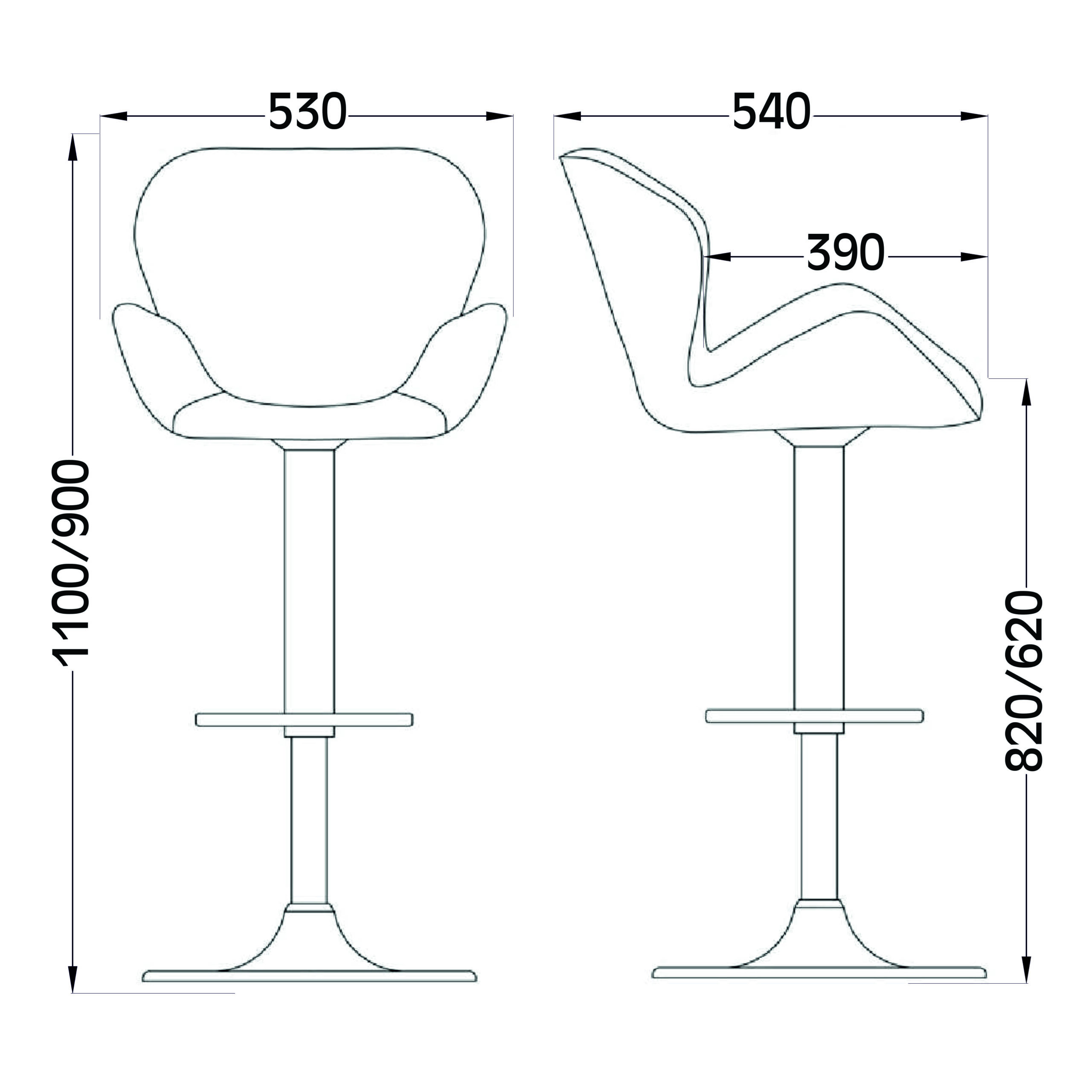Кресло барное BERLIN GB, Seven 35 черный велюр/черный