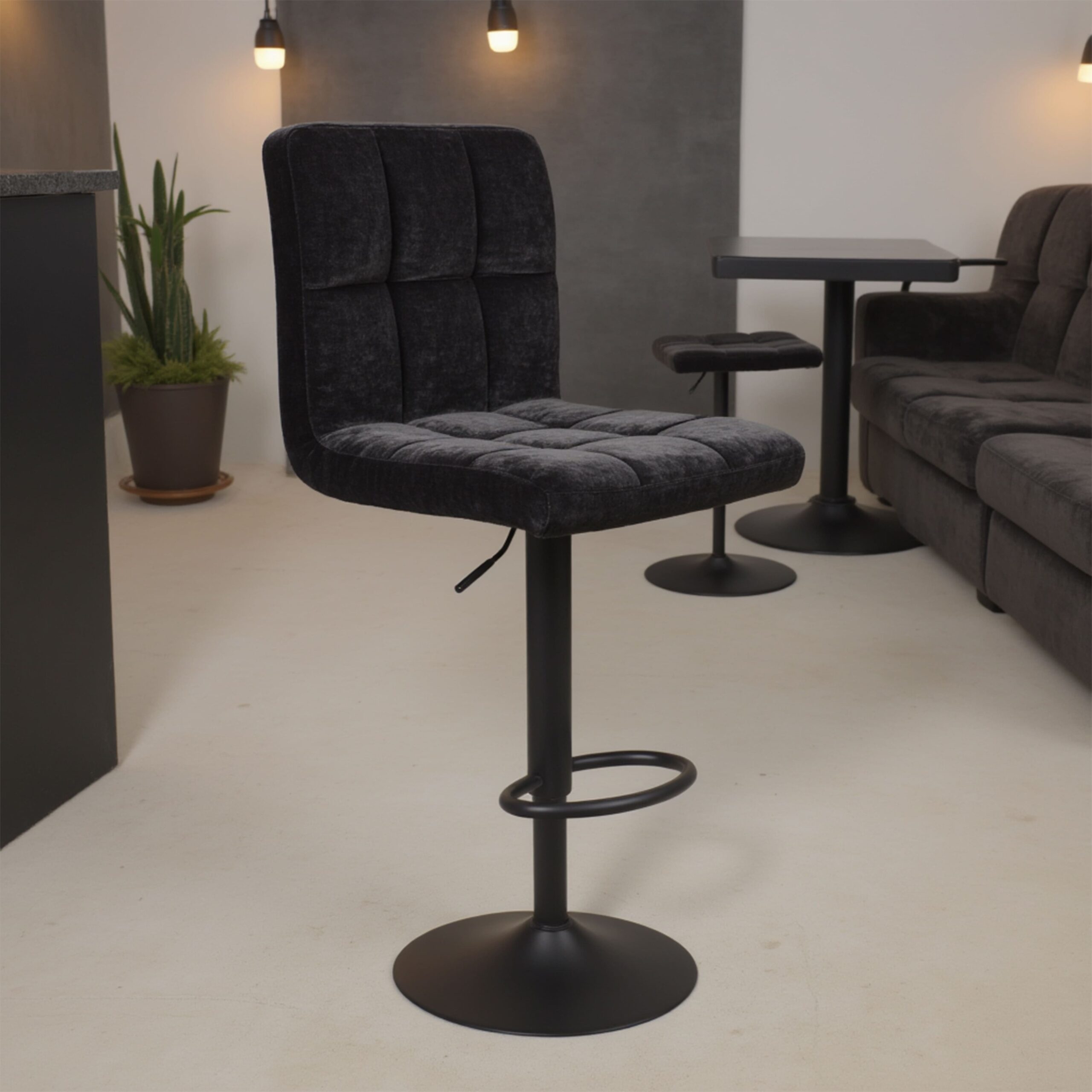 Стул барный LOGOS, черный шенилл Ote Canna 460/черный