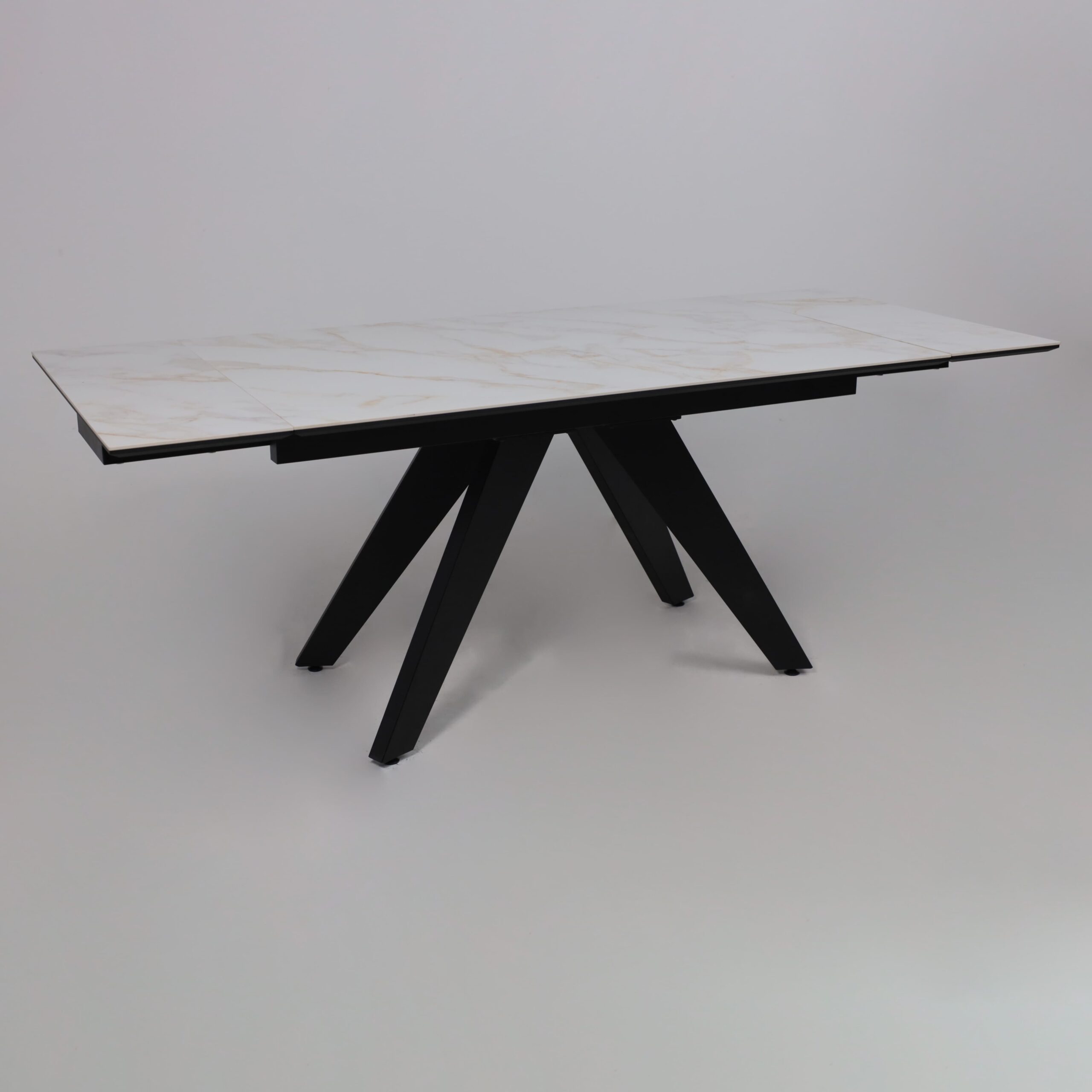 Стол AV 2122, МДФ+керамика, раздвижной 1400 (2000)*850 белый, глянцевый CARLA LARKIN/черный