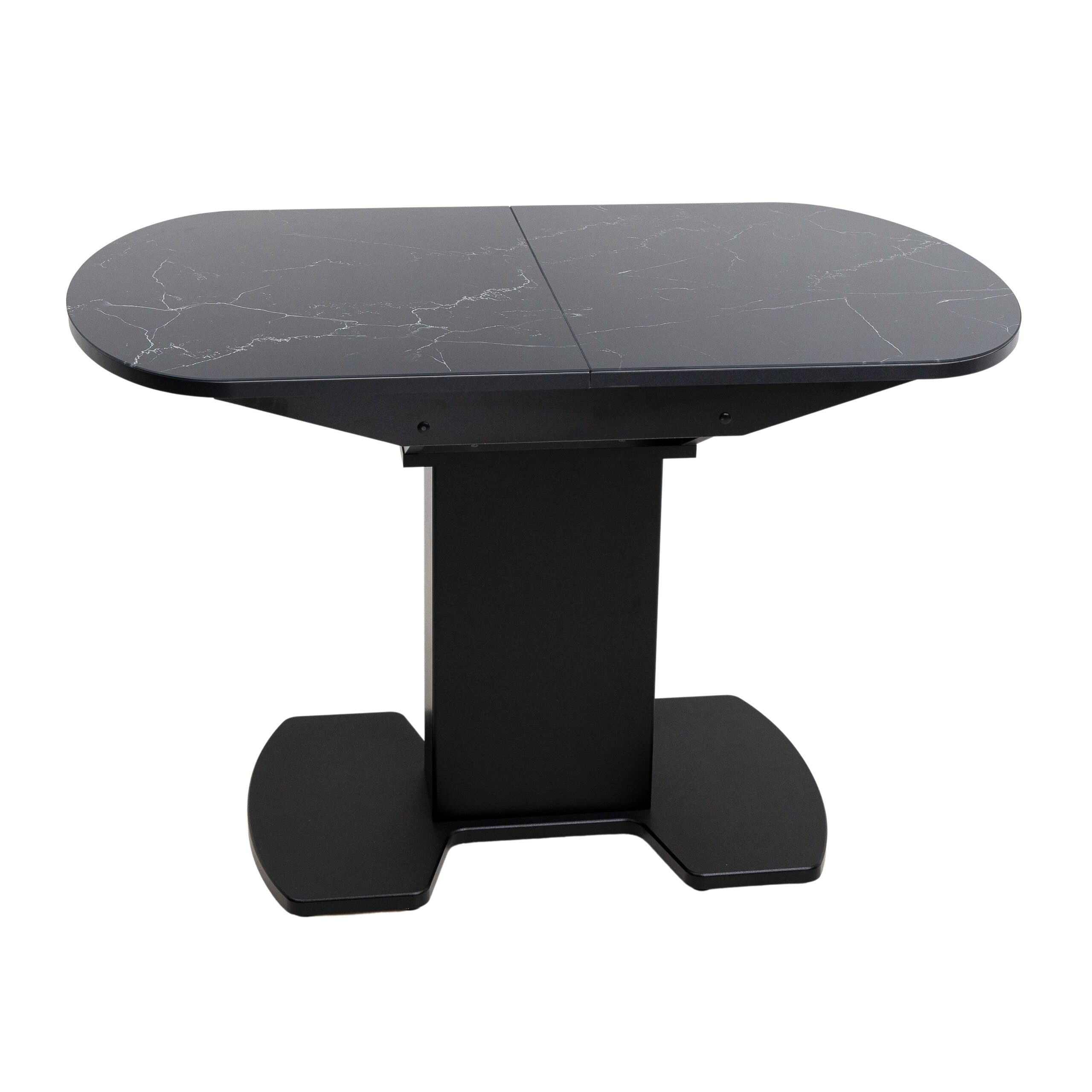 Стол КОРСИКА, фотопечать 1200(1515)*800, Мрамор черный 9/Черный матовый