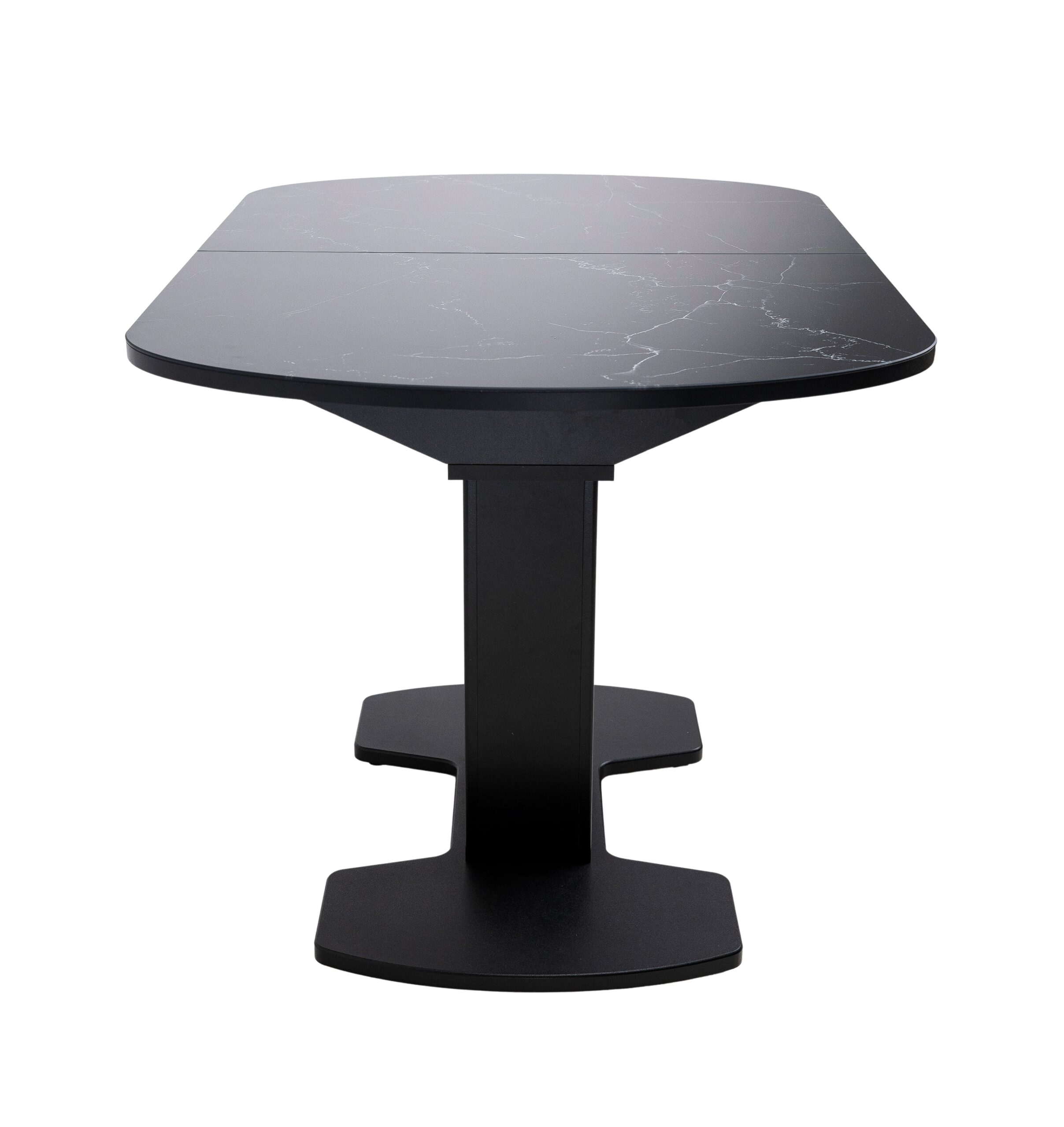 Стол КОРСИКА, фотопечать 1200(1515)*800, Мрамор черный 9/Черный матовый