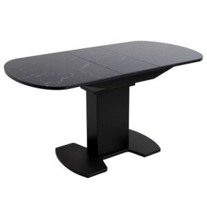 Стол КОРСИКА, фотопечать 1200(1515)*800, Мрамор черный 9/Черный матовый