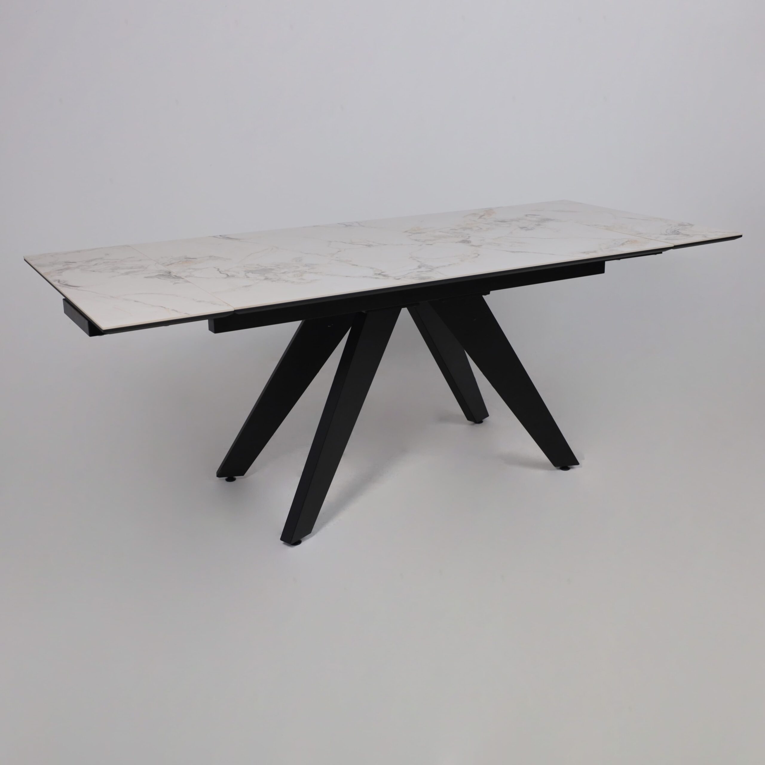 Стол AV 2122, МДФ+керамика, раздвижной 1400 (2000)*850 натуральный, глянцевый GOLD JADE/черный