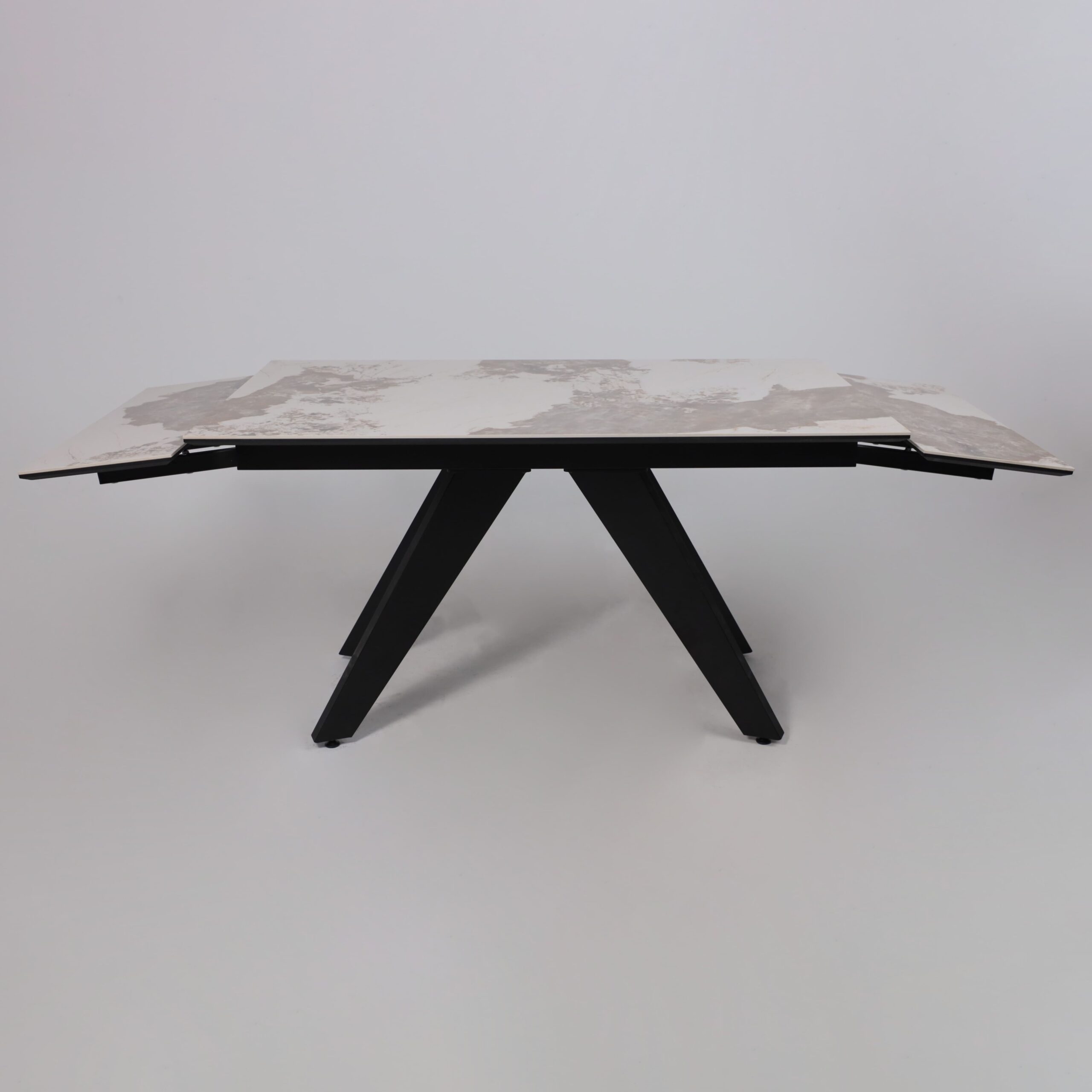 Стол AV 2122, МДФ+керамика, раздвижной 1400 (2000)*850 белый, глянцевый PANDORA/черный