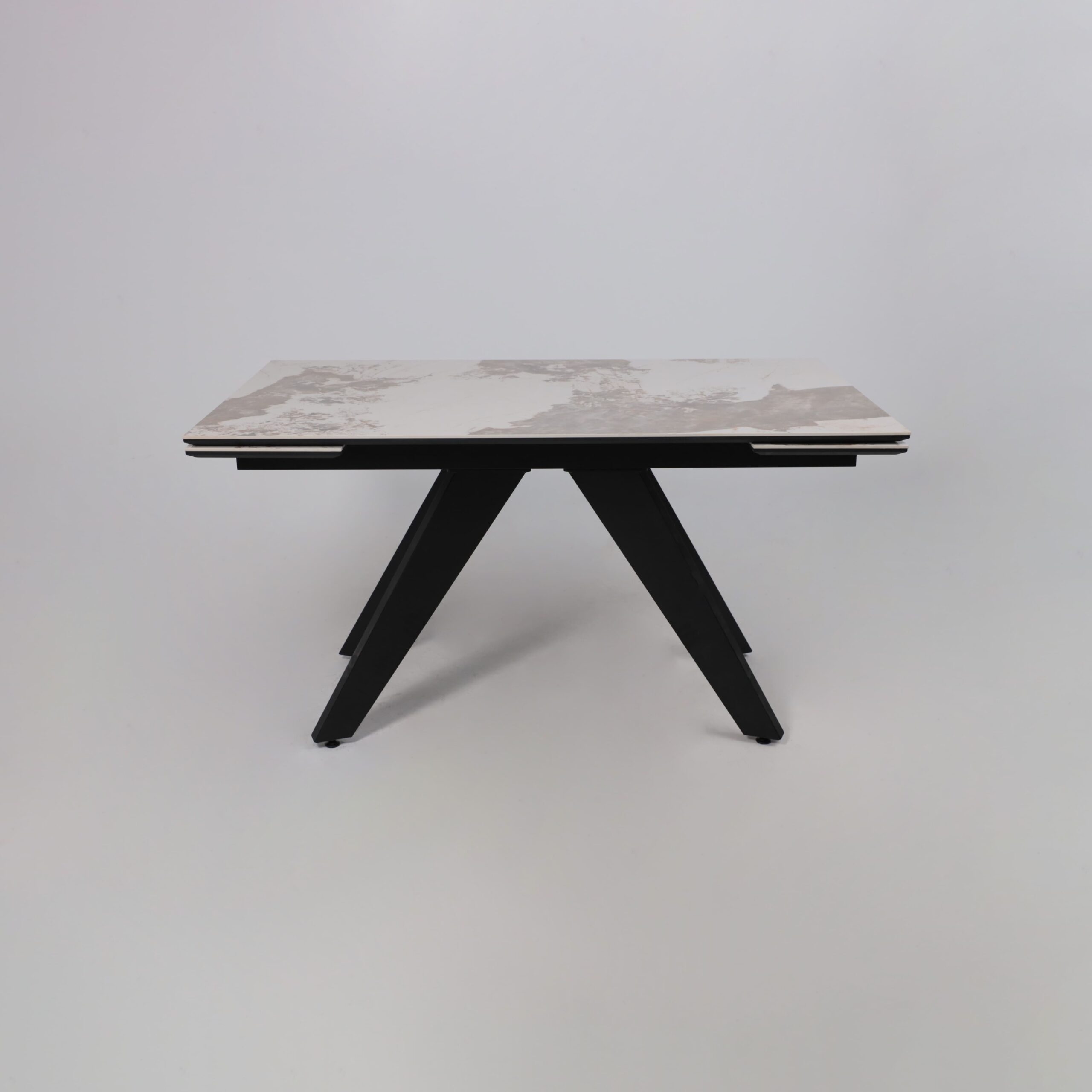 Стол AV 2122, МДФ+керамика, раздвижной 1400 (2000)*850 белый, глянцевый PANDORA/черный