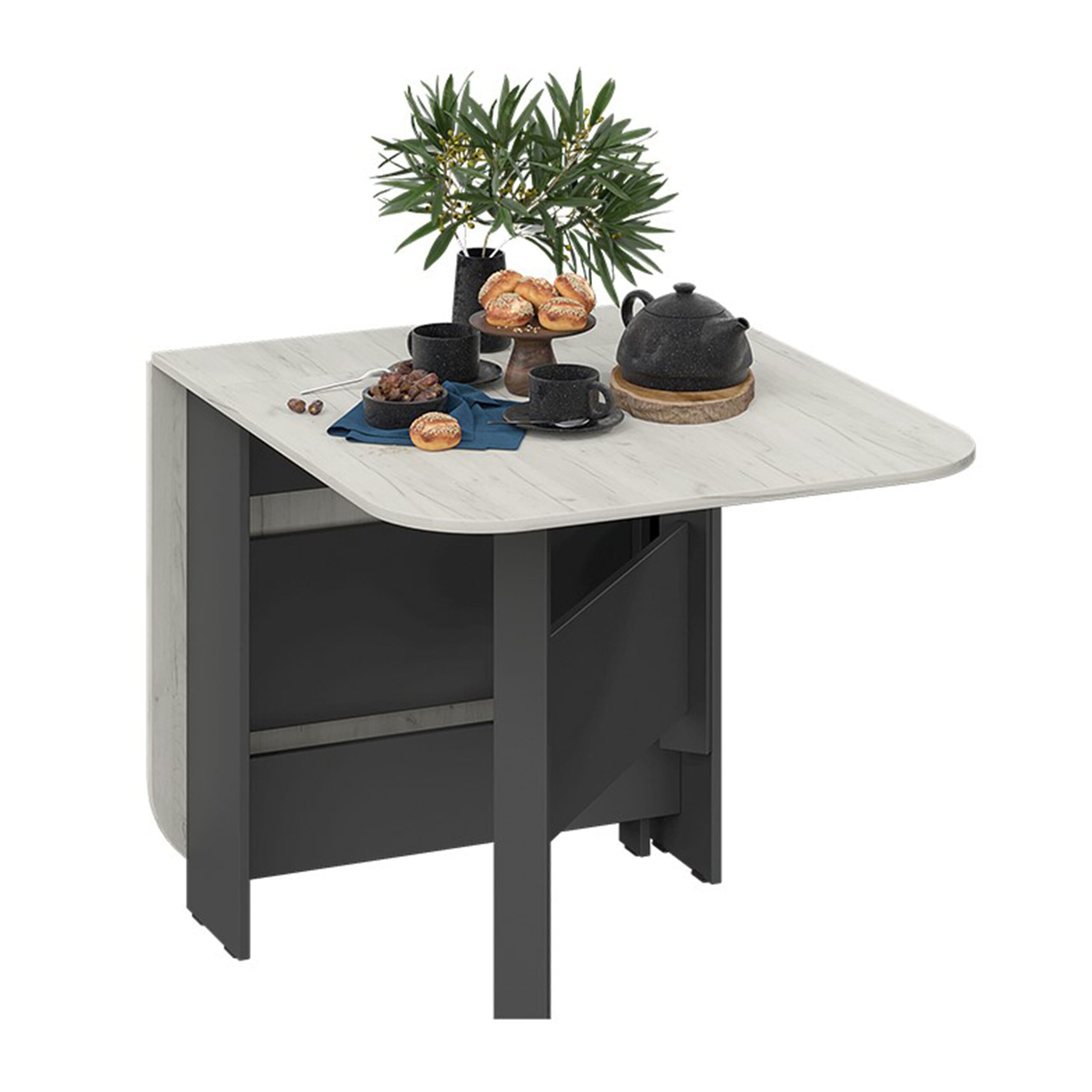 Стол-книжка Т1, 232(1600)*800, подстолье антрацит/столешница дуб крафт белый