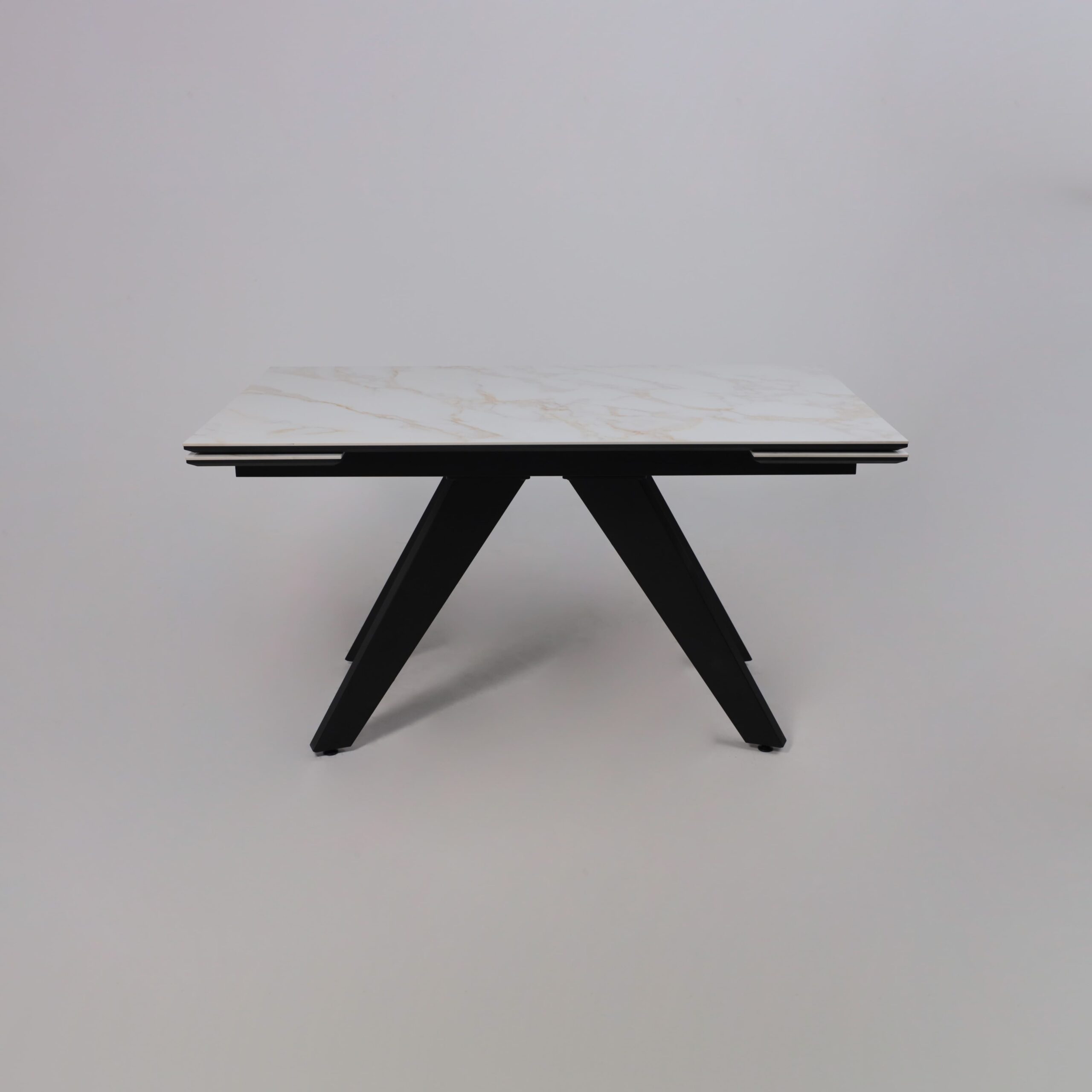 Стол AV 2122, МДФ+керамика, раздвижной 1400 (2000)*850 белый, глянцевый CARLA LARKIN/черный