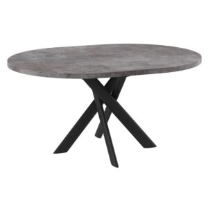 Стол RONALDO-120, круглый раздвижной 120(160), ДЫМЧАТАЯ КЕРАМИКА/Черный