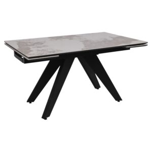 Стол AV 2122, МДФ+керамика, раздвижной 1400 (2000)*850 белый, глянцевый PANDORA/черный