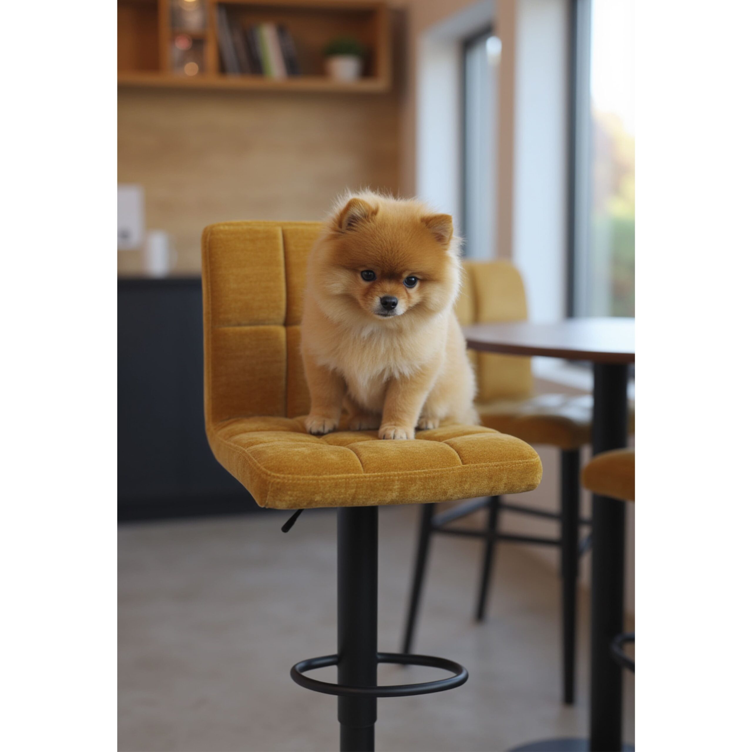 Стул барный LOGOS, горчичный шенилл Ote Canna 273/черный