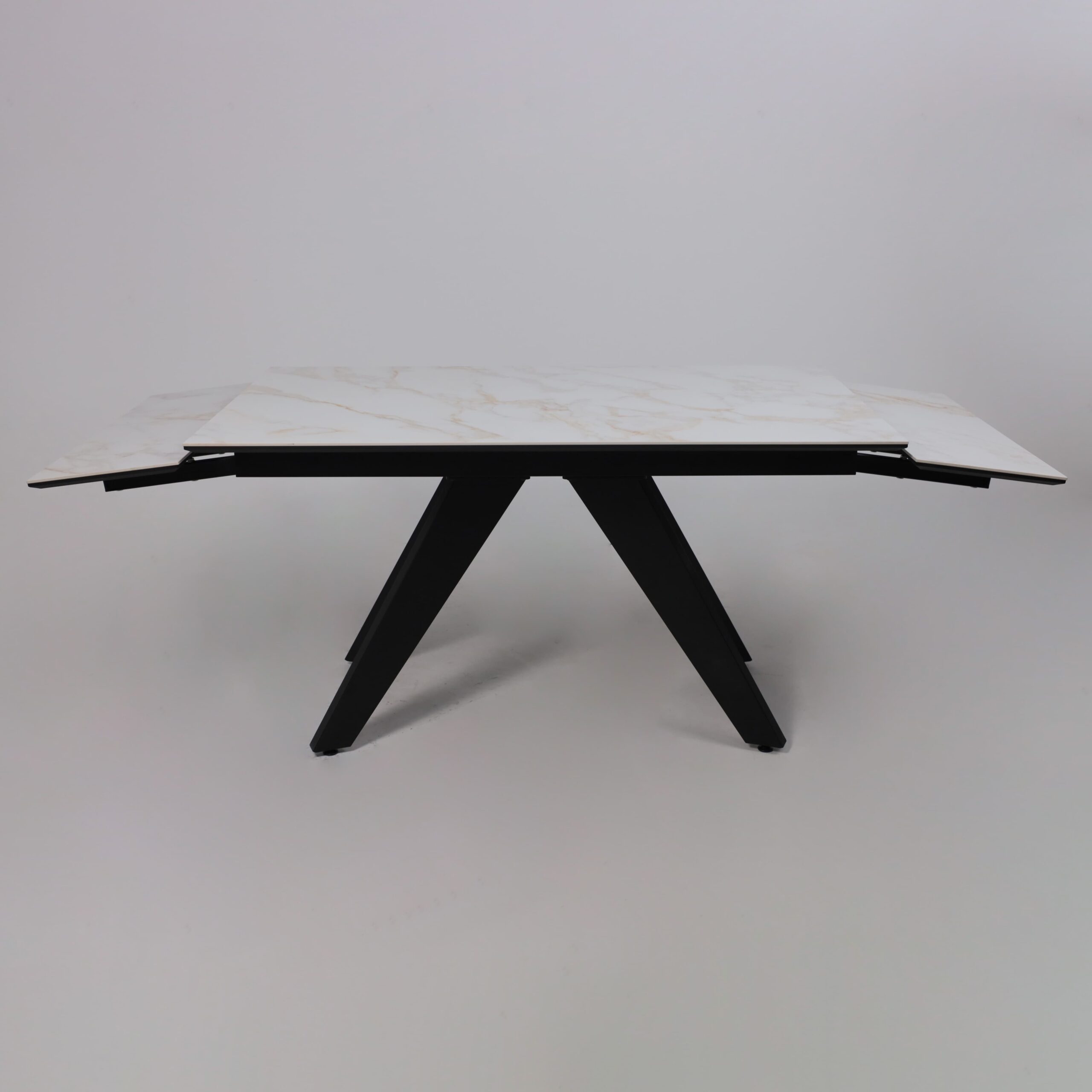 Стол AV 2122, МДФ+керамика, раздвижной 1400 (2000)*850 белый, глянцевый CARLA LARKIN/черный