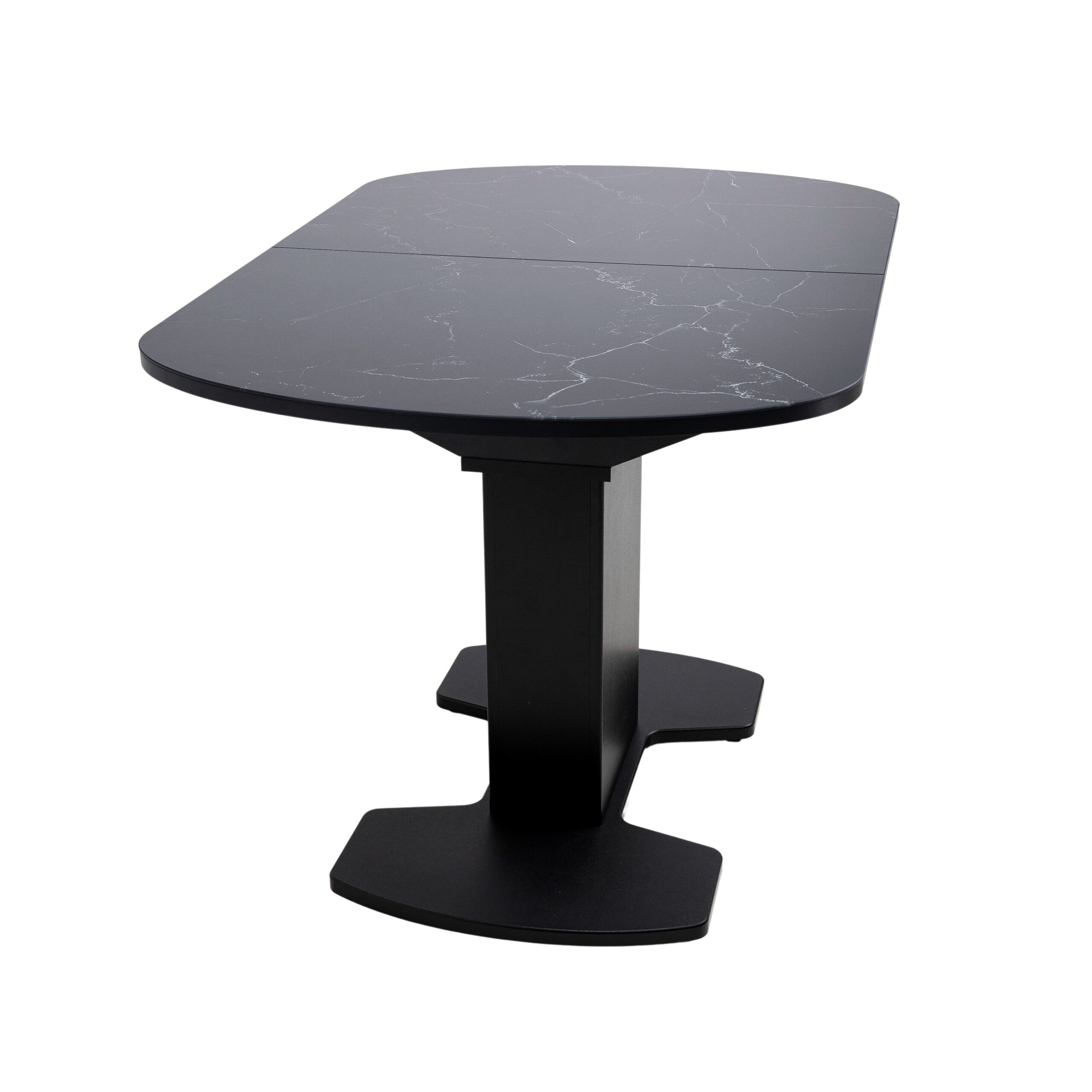 Стол КОРСИКА, фотопечать 1200(1515)*800, Мрамор черный 9/Черный матовый