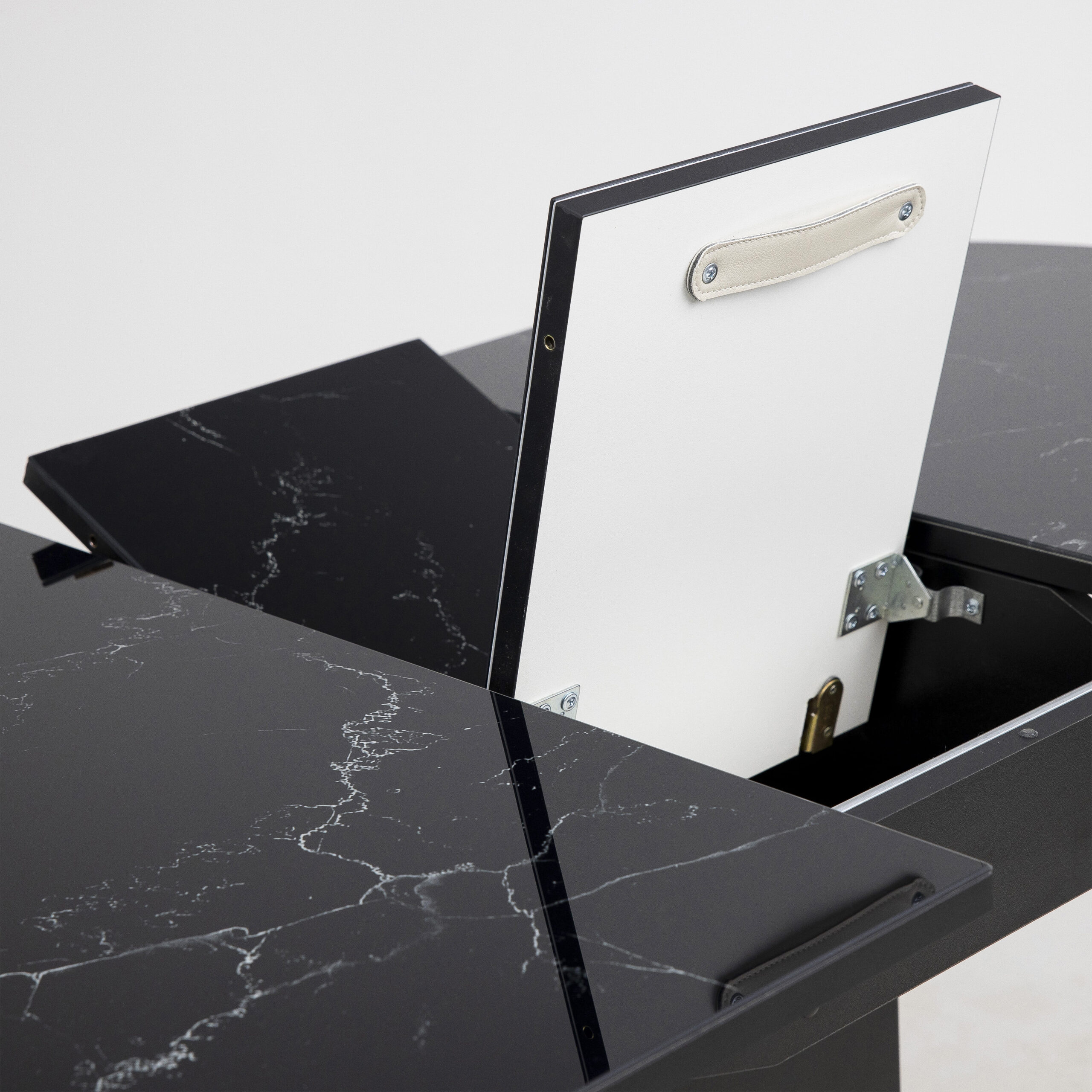 Стол КОРСИКА, фотопечать 1200(1515)*800, Мрамор черный 9/Черный матовый