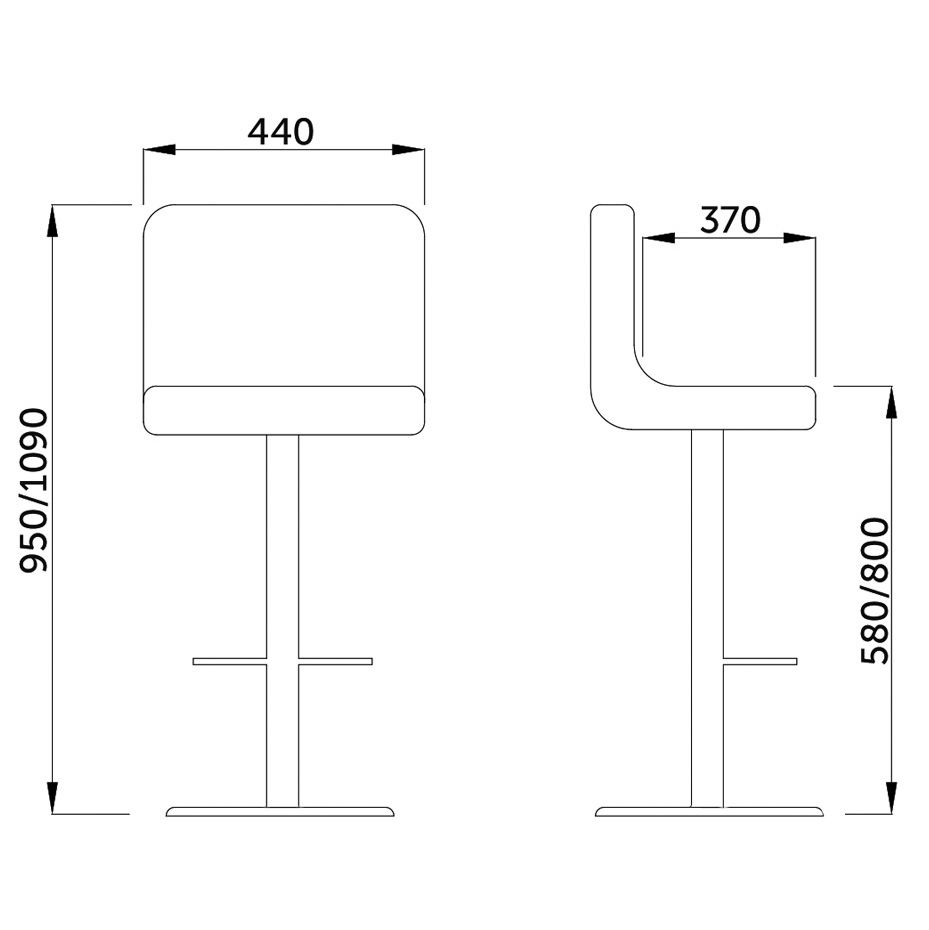 Стул барный LOGOS, экокожа, черный/хром