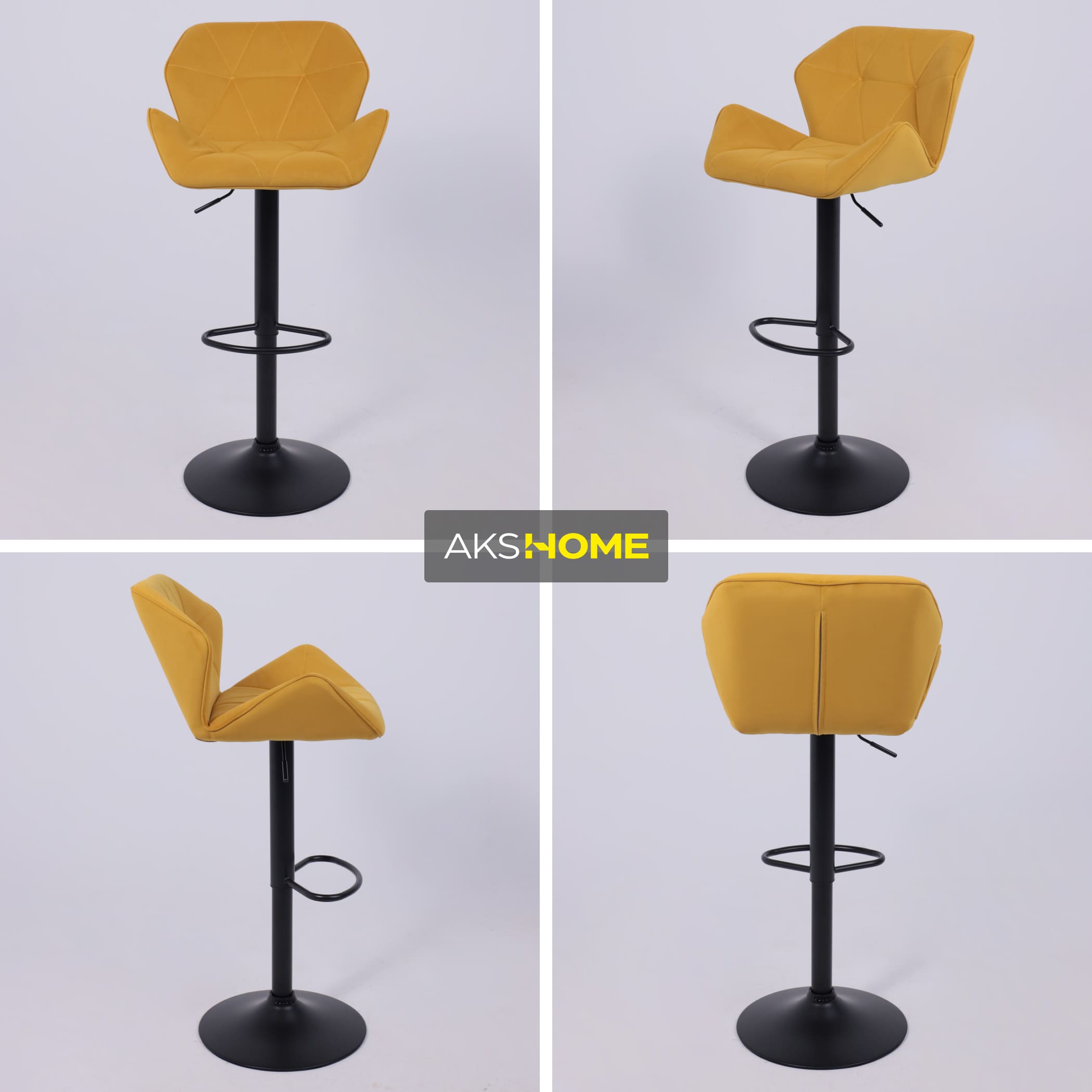 Кресло барное BERLIN GB, Velutto 56 горчичный велюр/черный