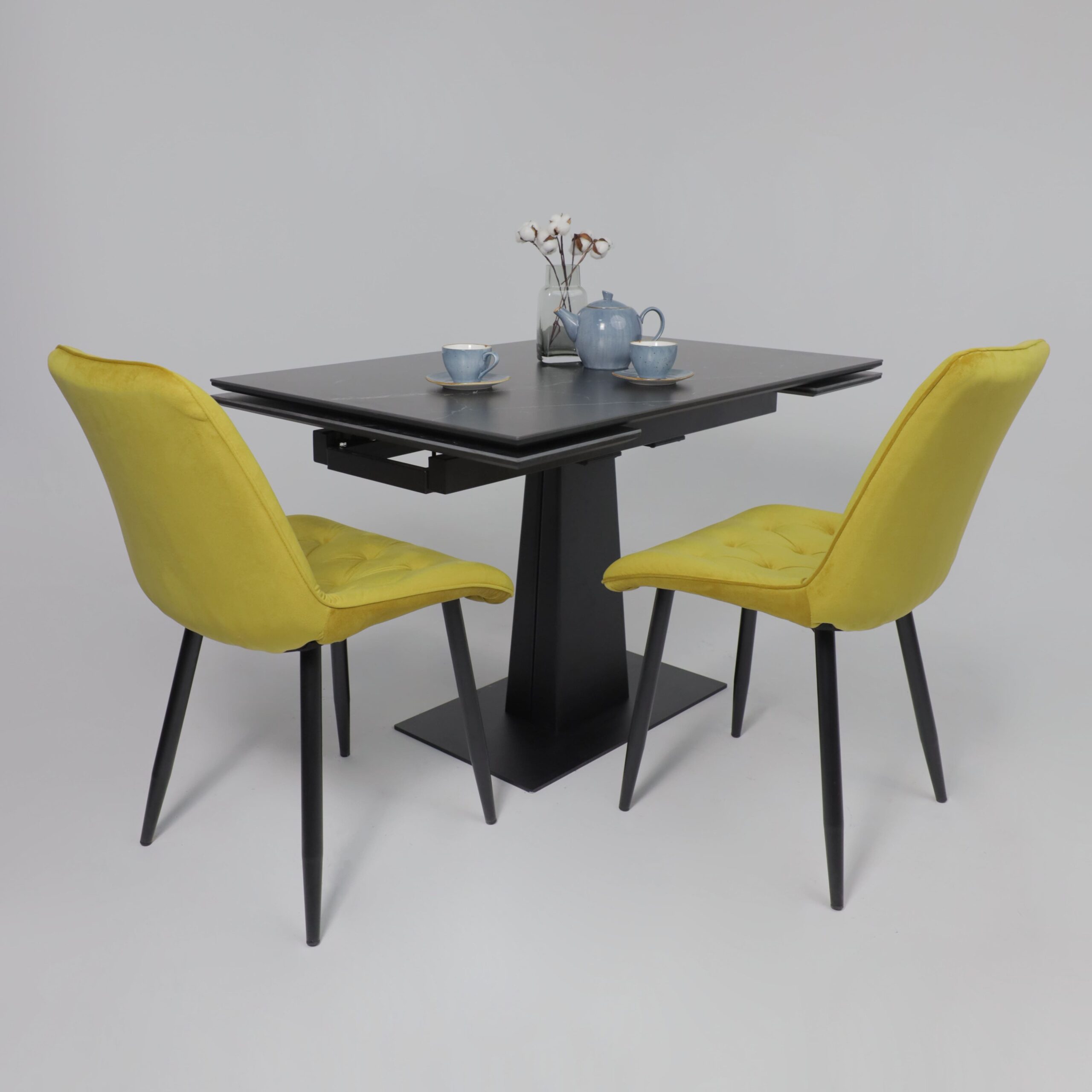 Стол AV 2119, МДФ+керамика, раздвижной 1200 (1800)*800 черный, матовый SHAKESPEARE/черный