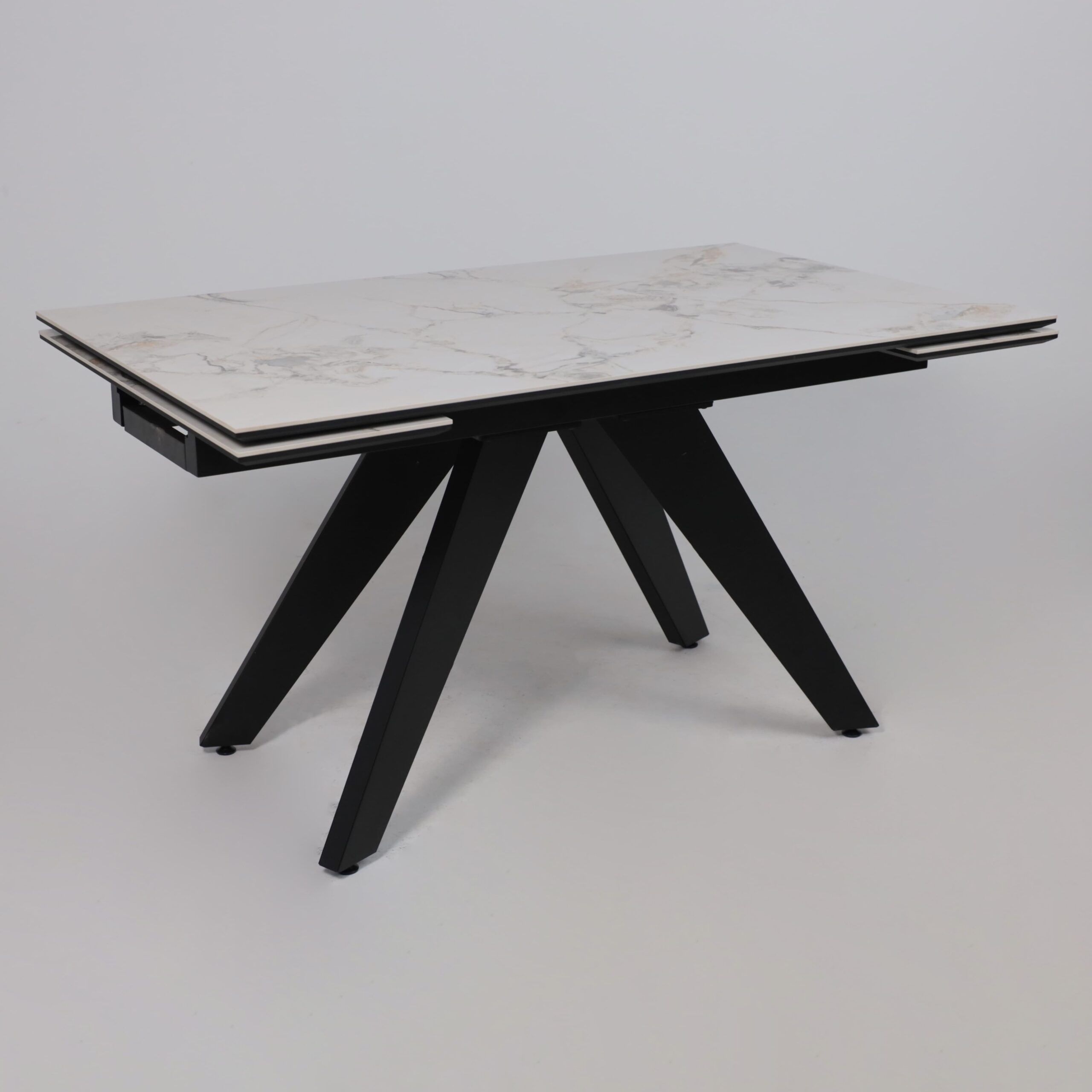 Стол AV 2122, МДФ+керамика, раздвижной 1400 (2000)*850 натуральный, глянцевый GOLD JADE/черный