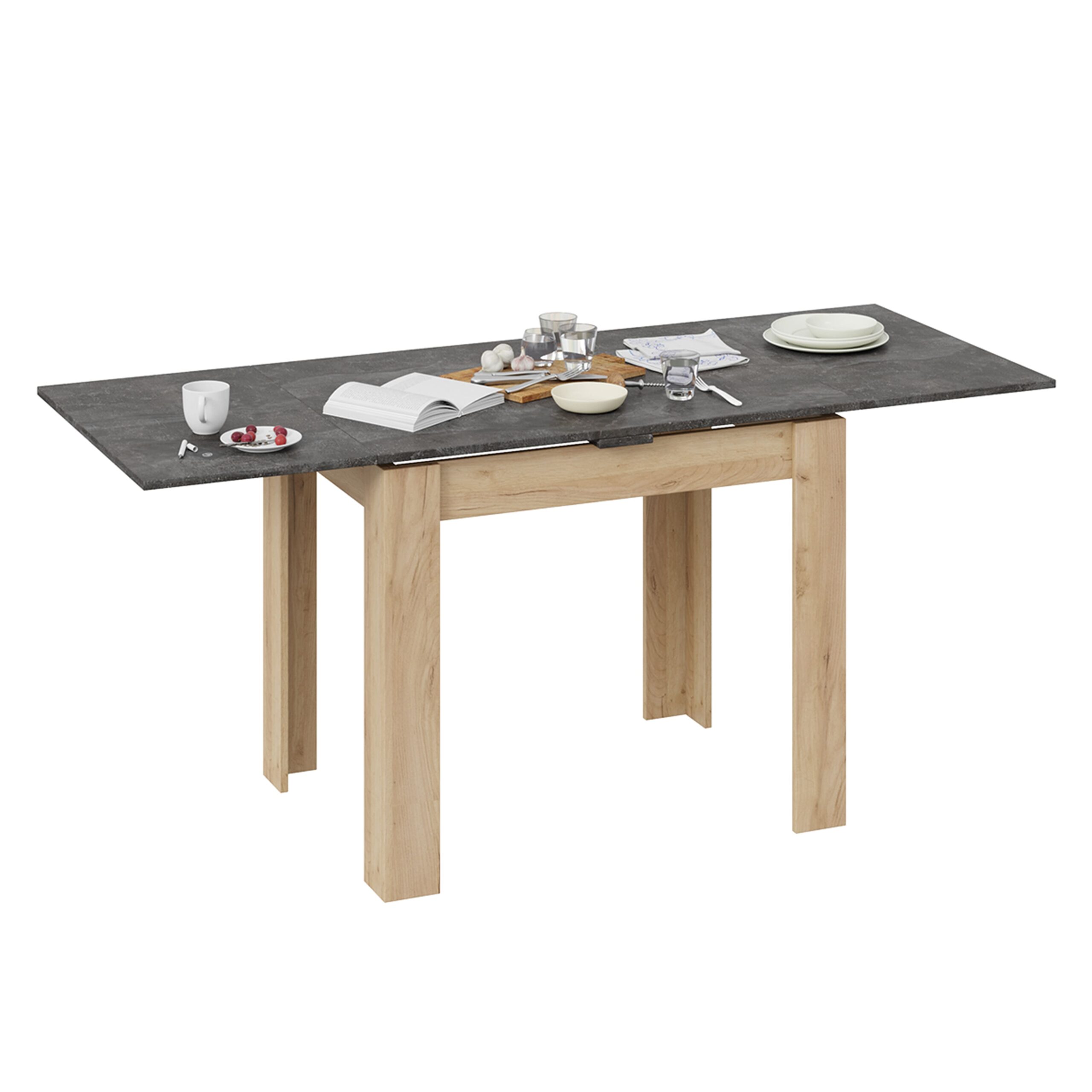 Стол раздвижной ПРОМО Тип 3, 900(1698)*670, ателье темный/дуб крафт золотой