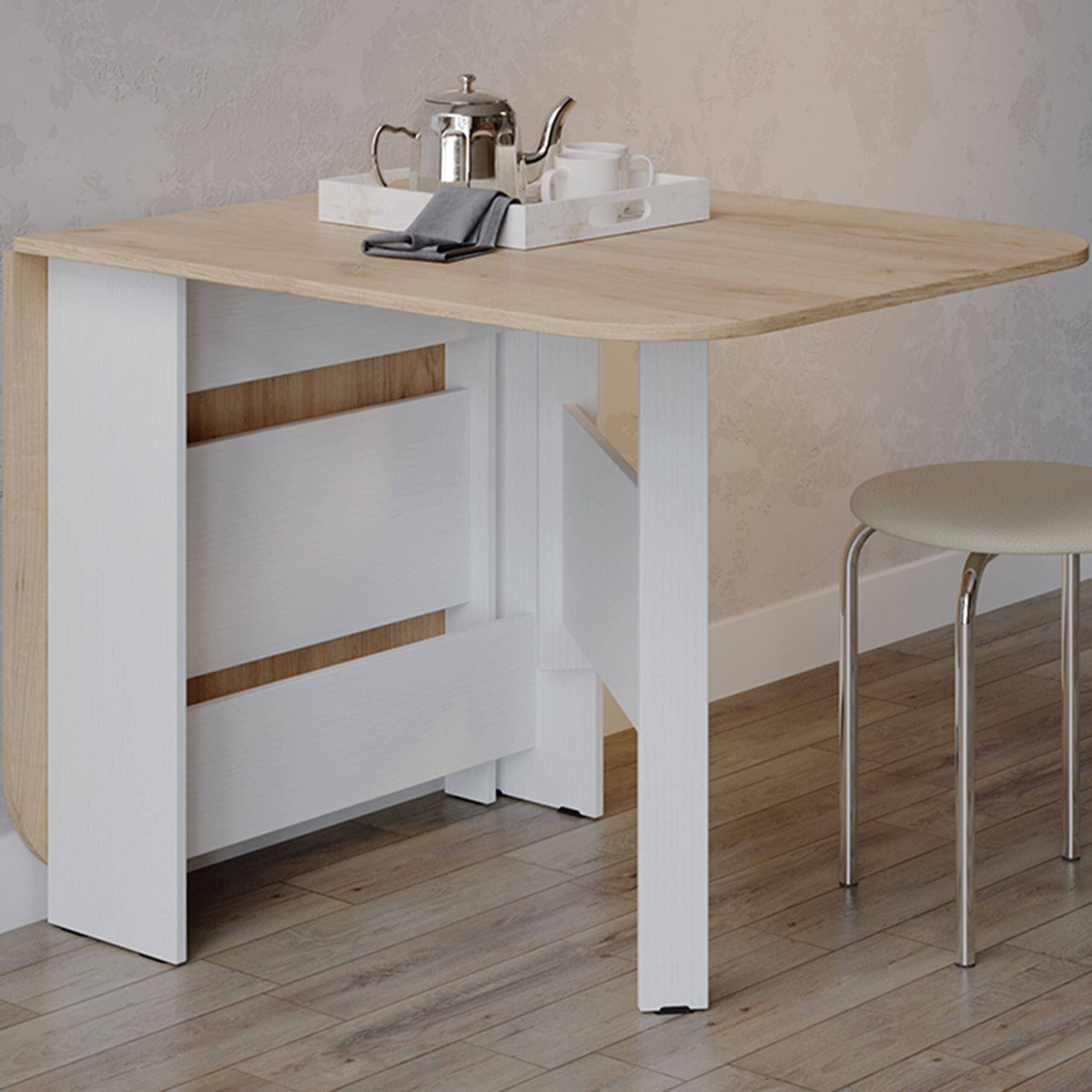 Стол-книжка Т1, 232(1600)*800, подстолье белый/столешница дуб крафт золотой