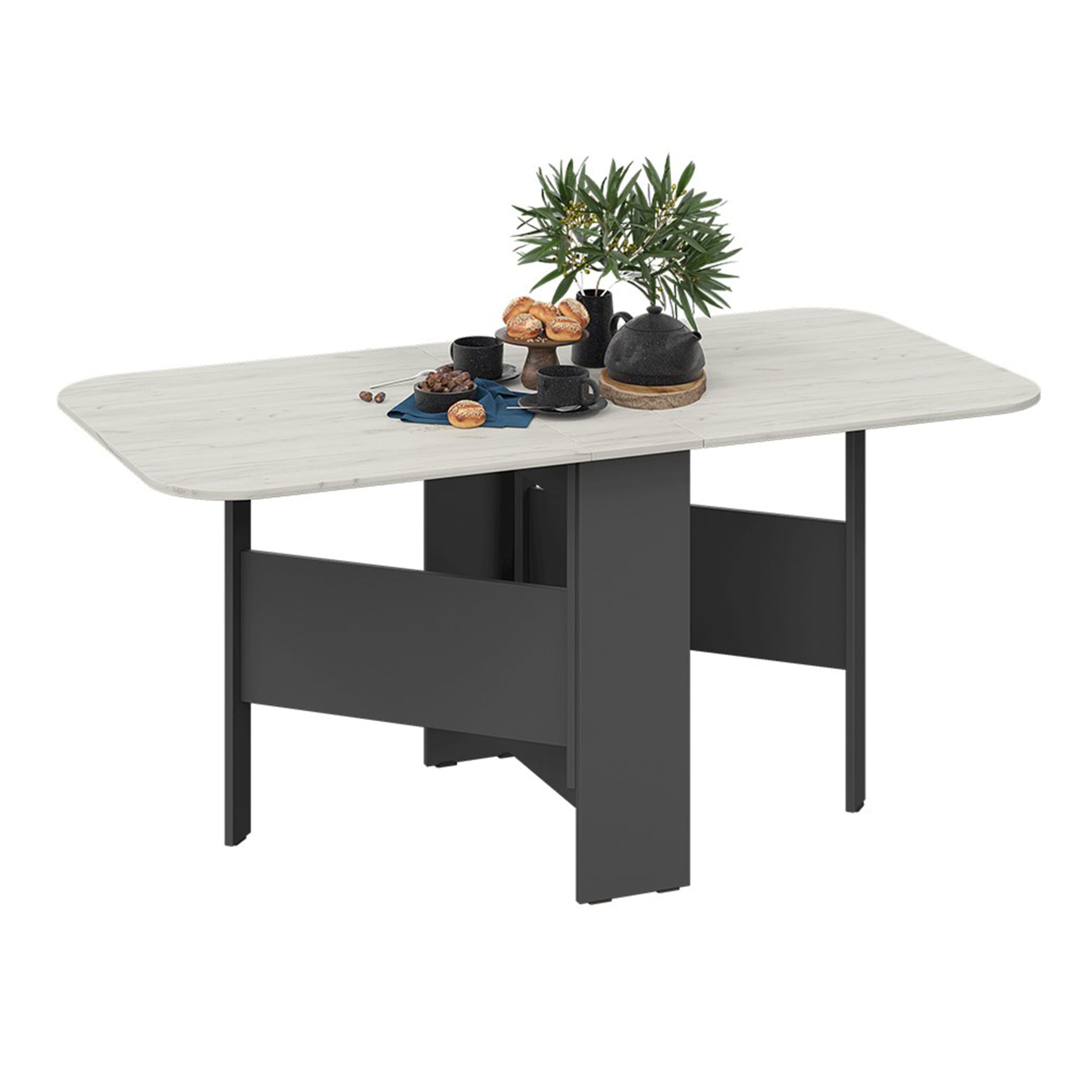 Стол-книжка Т1, 232(1600)*800, подстолье антрацит/столешница дуб крафт белый