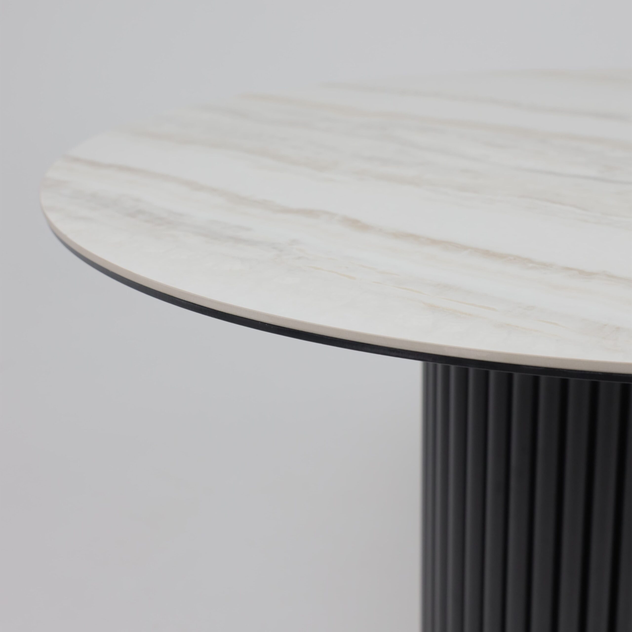 Стол РАУНД,керамика 2 кат. Д 1100, Камень белый Elyt pulido/ Черный матовый