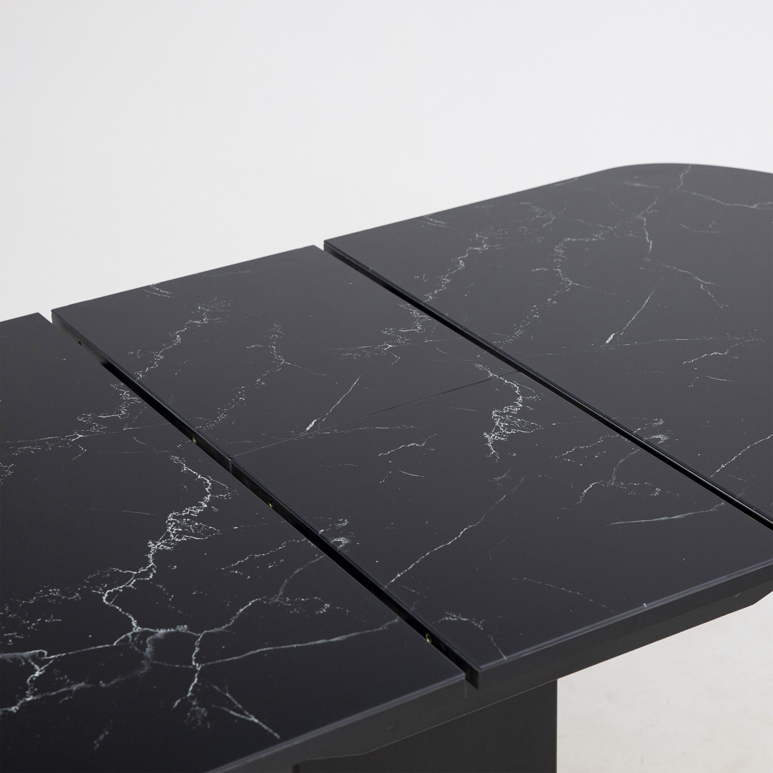 Стол КОРСИКА, фотопечать 1200(1515)*800, Мрамор черный 9/Черный матовый