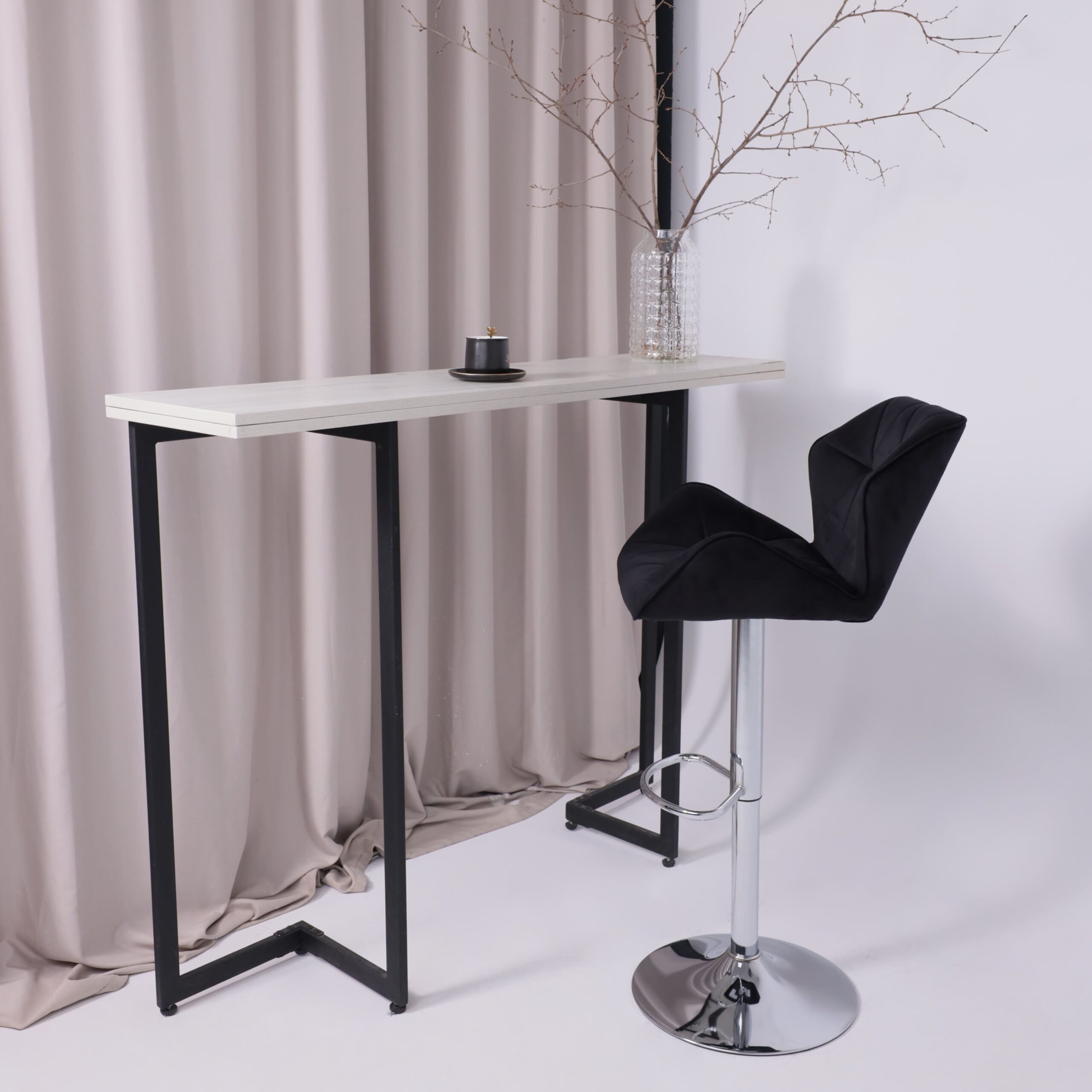 Кресло барное BERLIN GB, Seven 35 черный велюр/хром