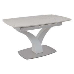 Стол НОТР ДАМ MODERNE, керамика 2 кат. 1400(1800)*850, Камень белый Calacata vagli/Белый Муар