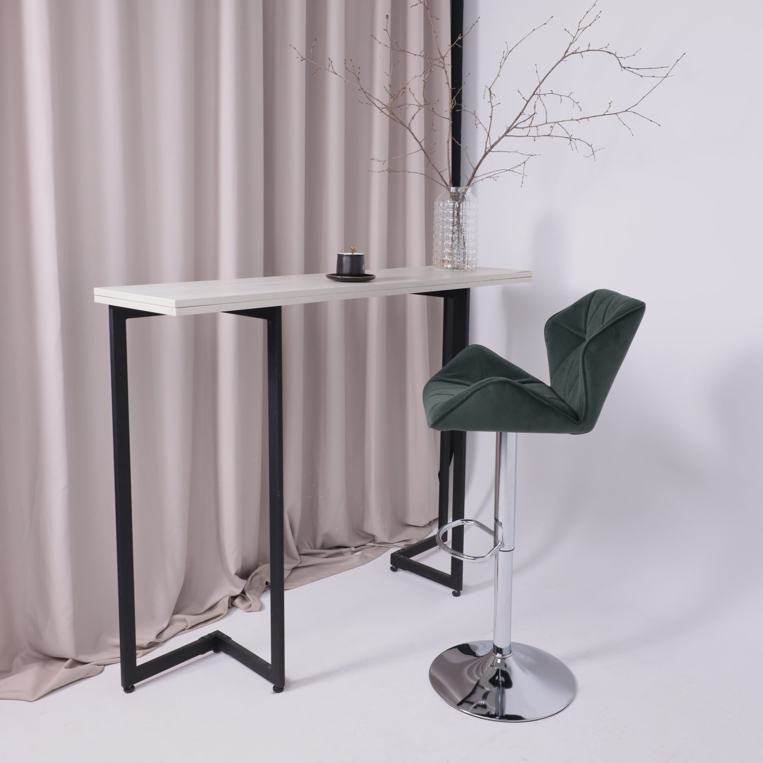 Кресло барное BERLIN GB, Kiton 708 темно-зеленый велюр/хром