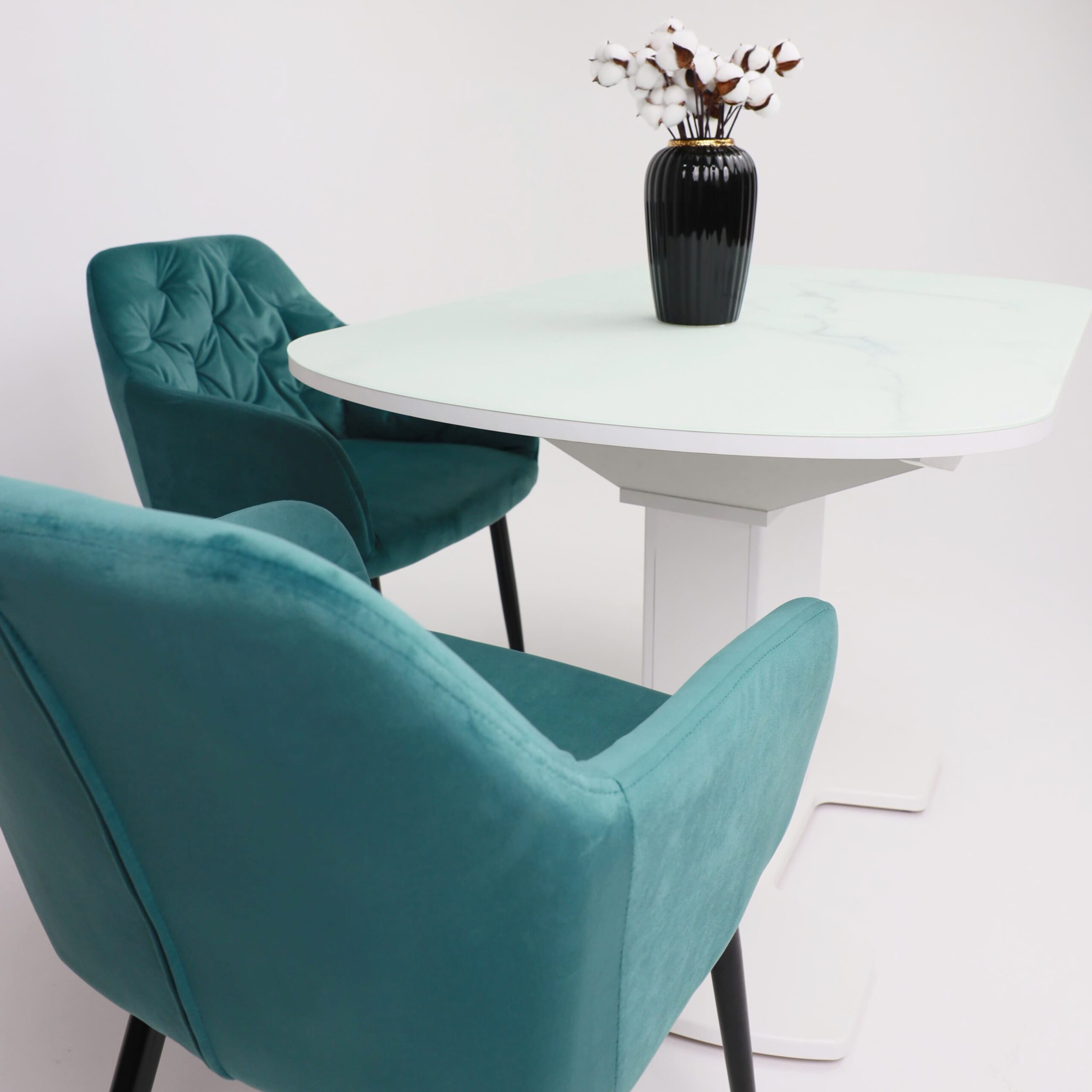 Стол КОРСИКА, матовый, фотопечать 1200(1515)*800, Мрамор белый 2/Белый матовый