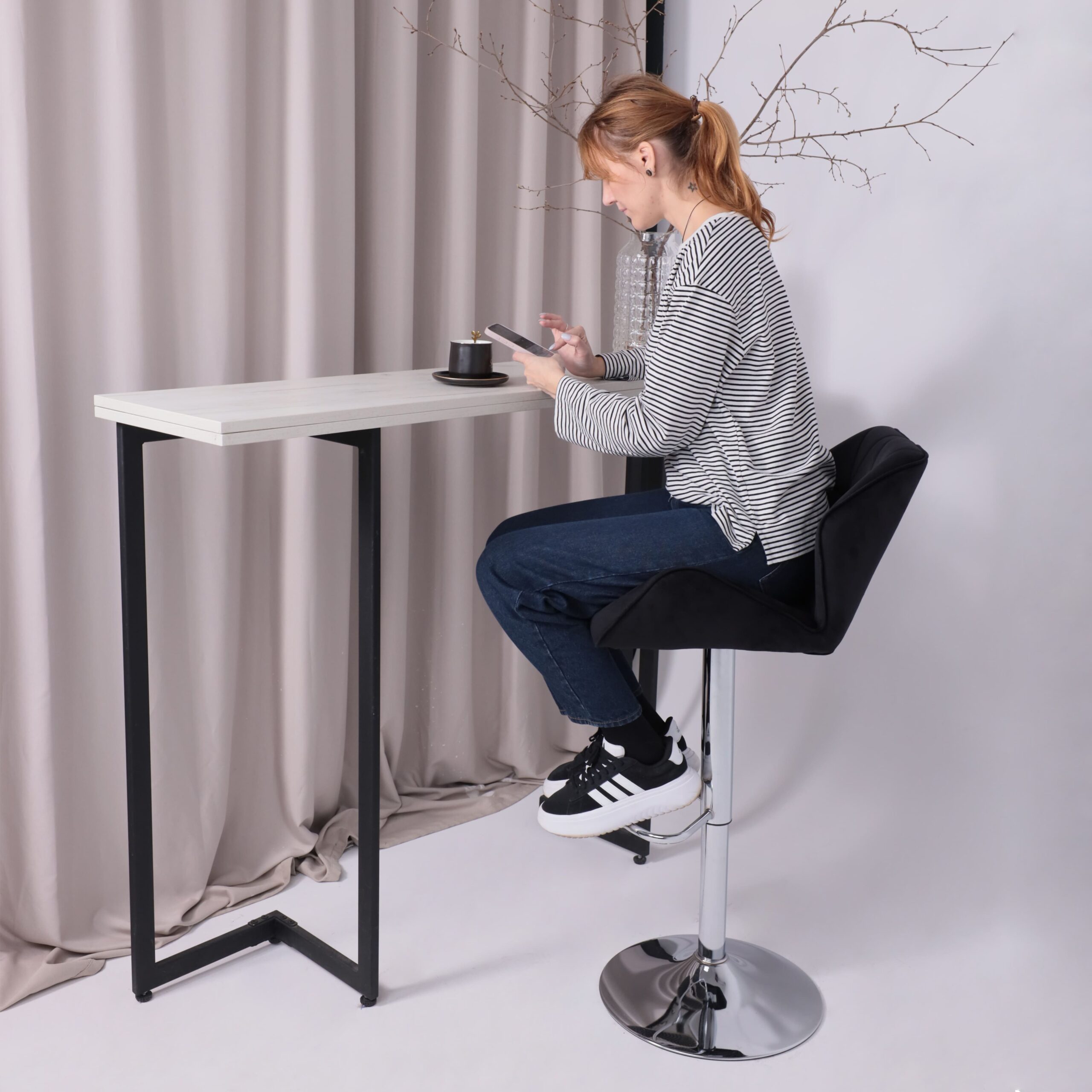 Кресло барное BERLIN GB, Seven 35 черный велюр/хром