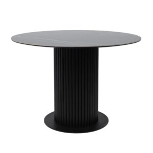 Стол РАУНД,керамика 2 кат. Д 1100, Камень черный Wacom pulido/ Черный матовый