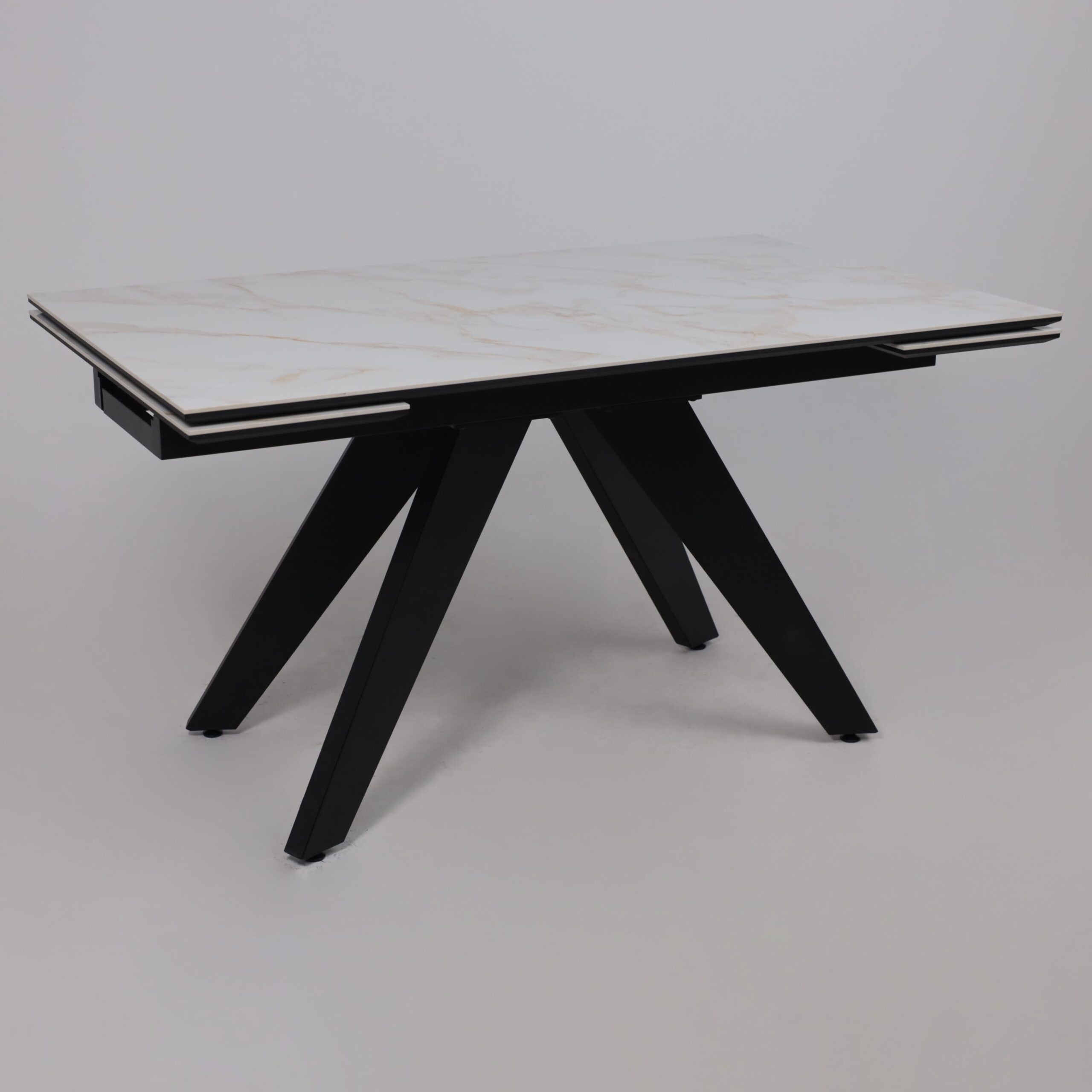 Стол AV 2122, МДФ+керамика, раздвижной 1400 (2000)*850 белый, глянцевый CARLA LARKIN/черный