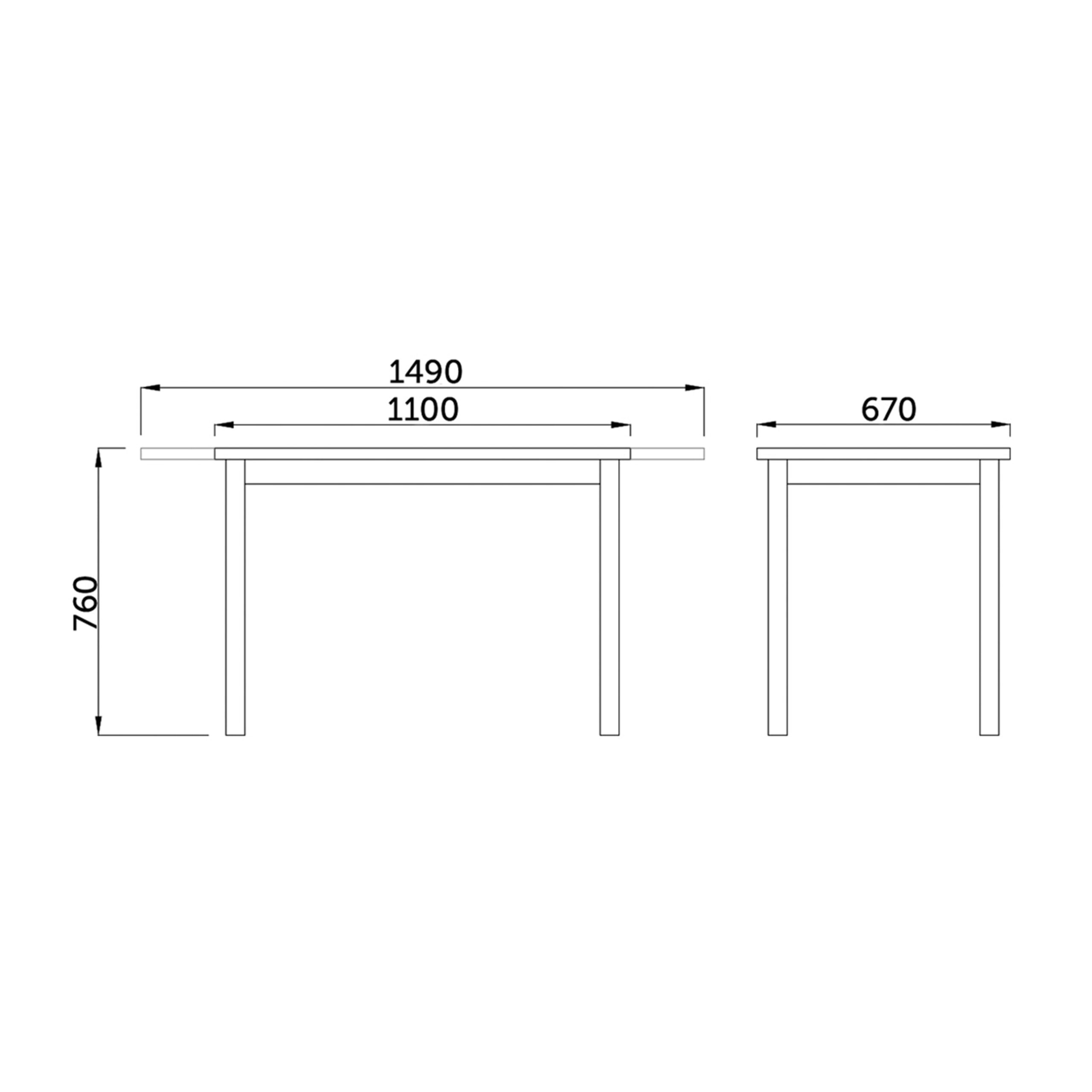 Стол раздвижной ONE (СОО), 1100(1490)*670*770, (дуб натуральный)