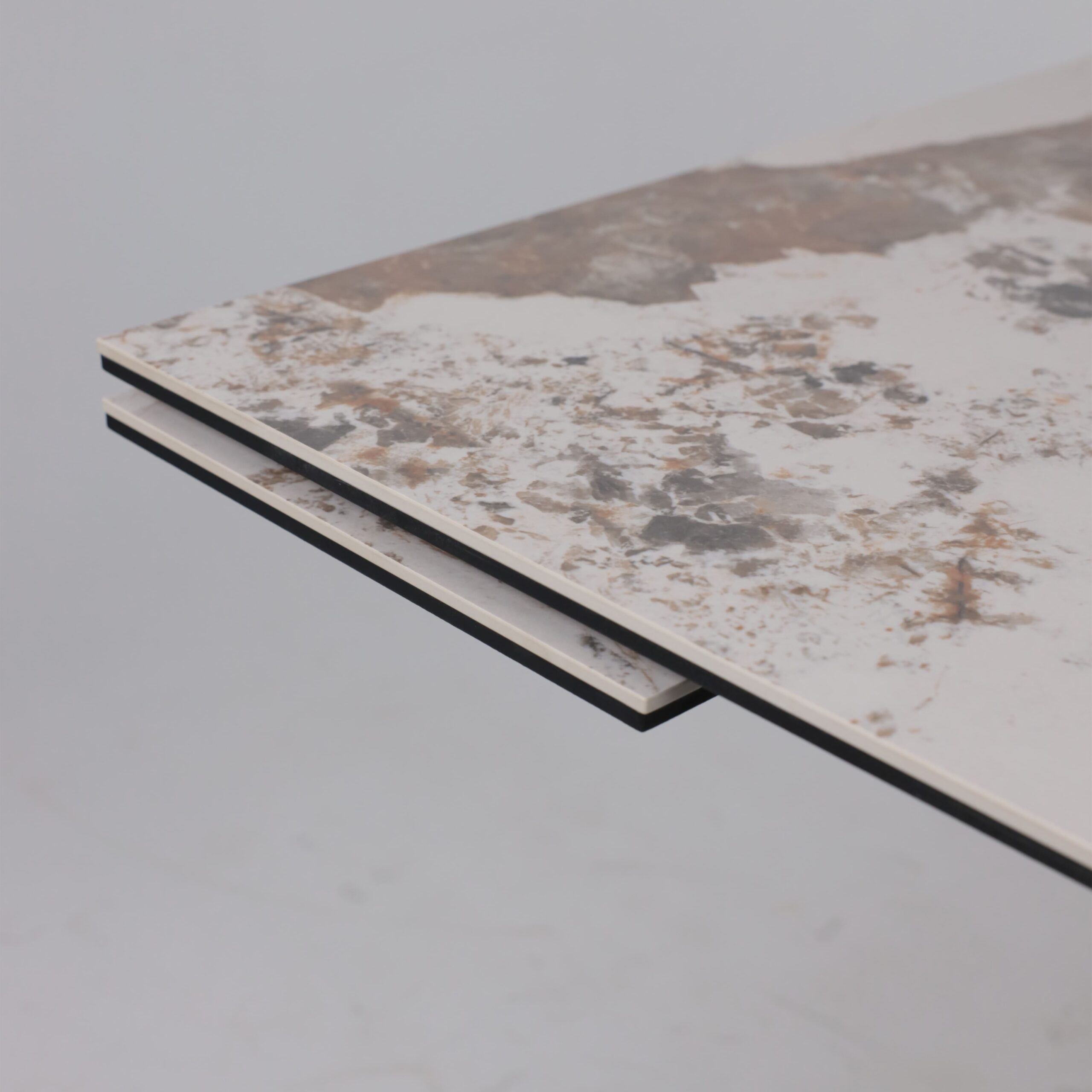 Стол AV 2122, МДФ+керамика, раздвижной 1400 (2000)*850 белый, глянцевый PANDORA/черный