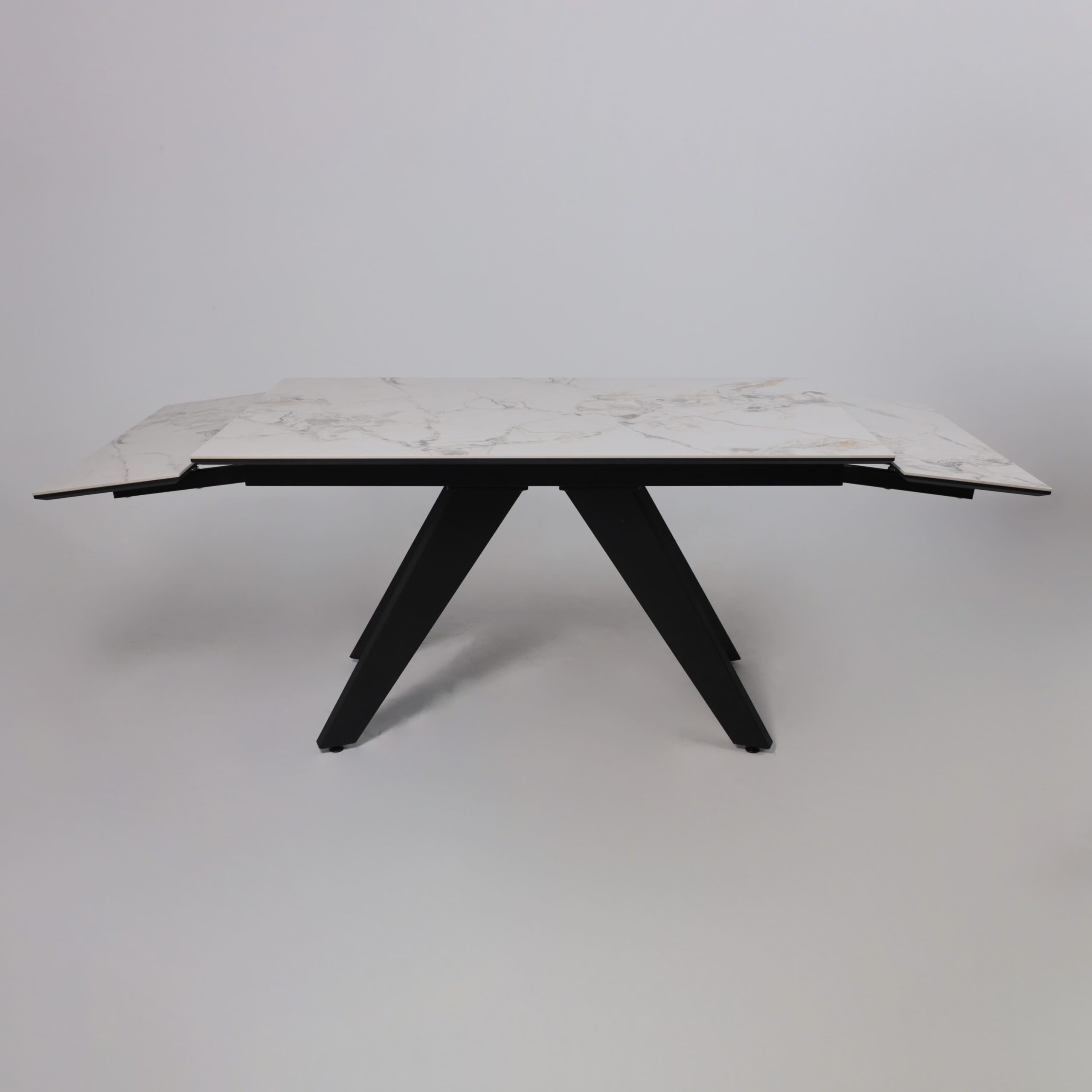 Стол AV 2122, МДФ+керамика, раздвижной 1400 (2000)*850 натуральный, глянцевый GOLD JADE/черный